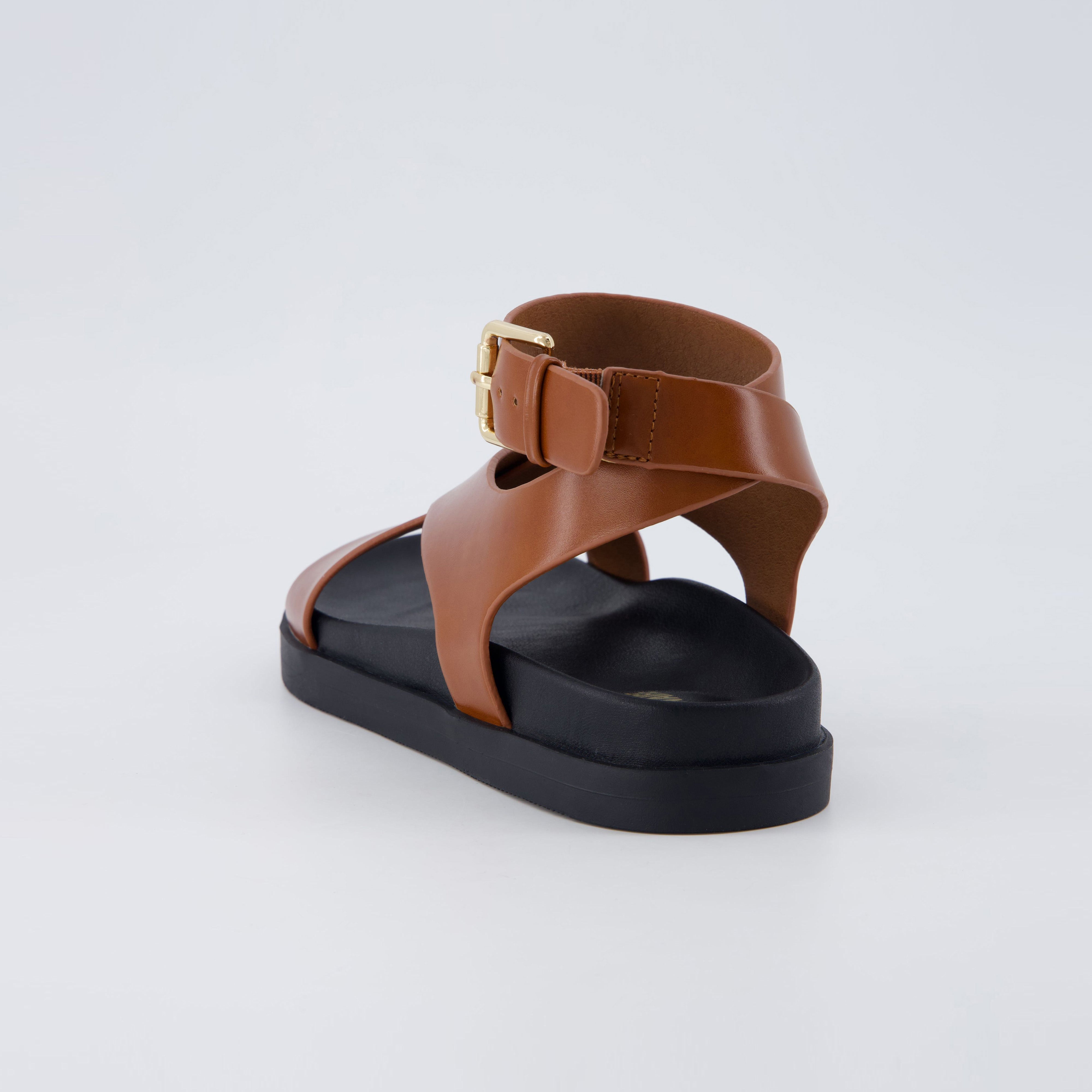 Entry Ankle Wrap Molded Footbed Sandal Whiskey