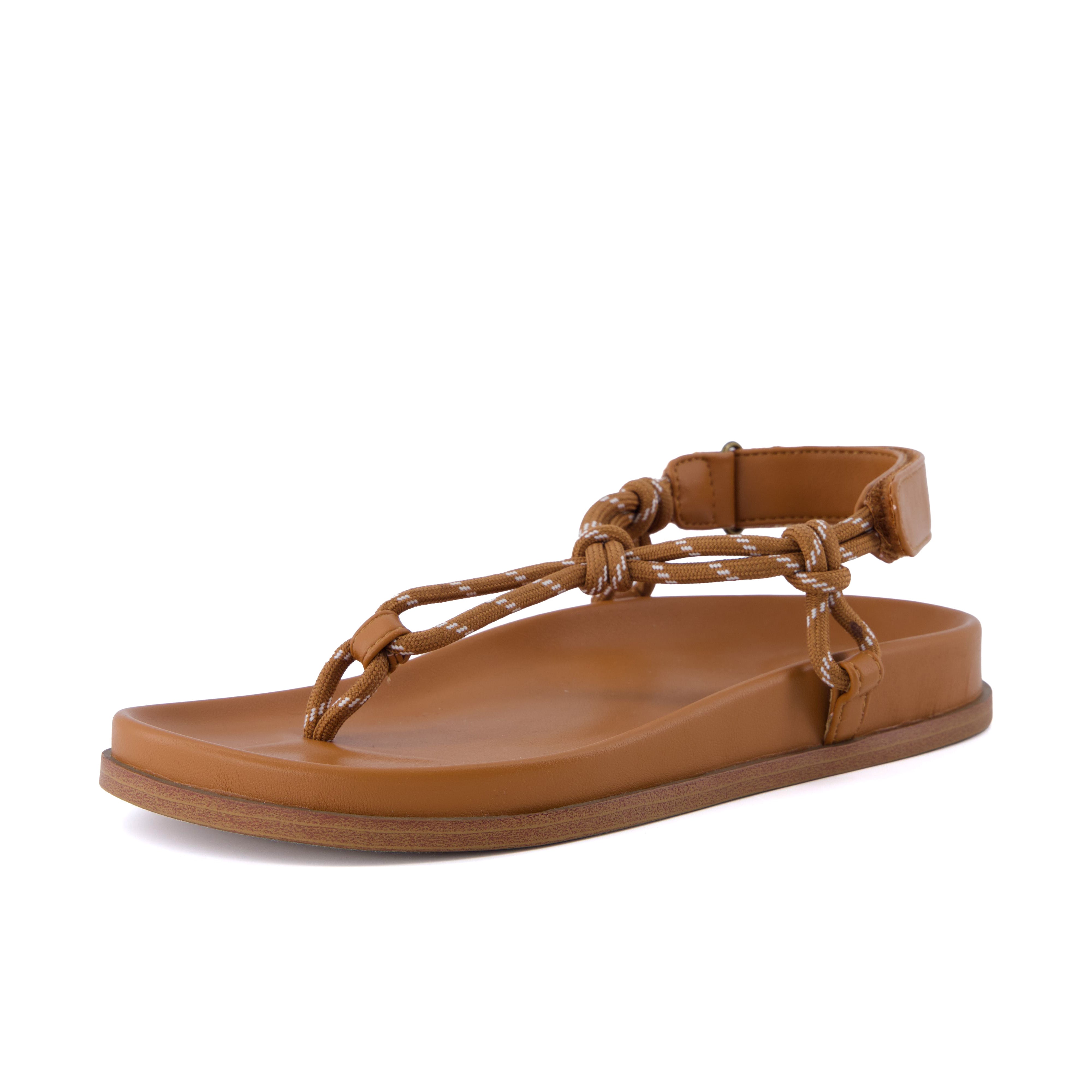 Era Rope Thong Strappy Sandals Cognac Medium