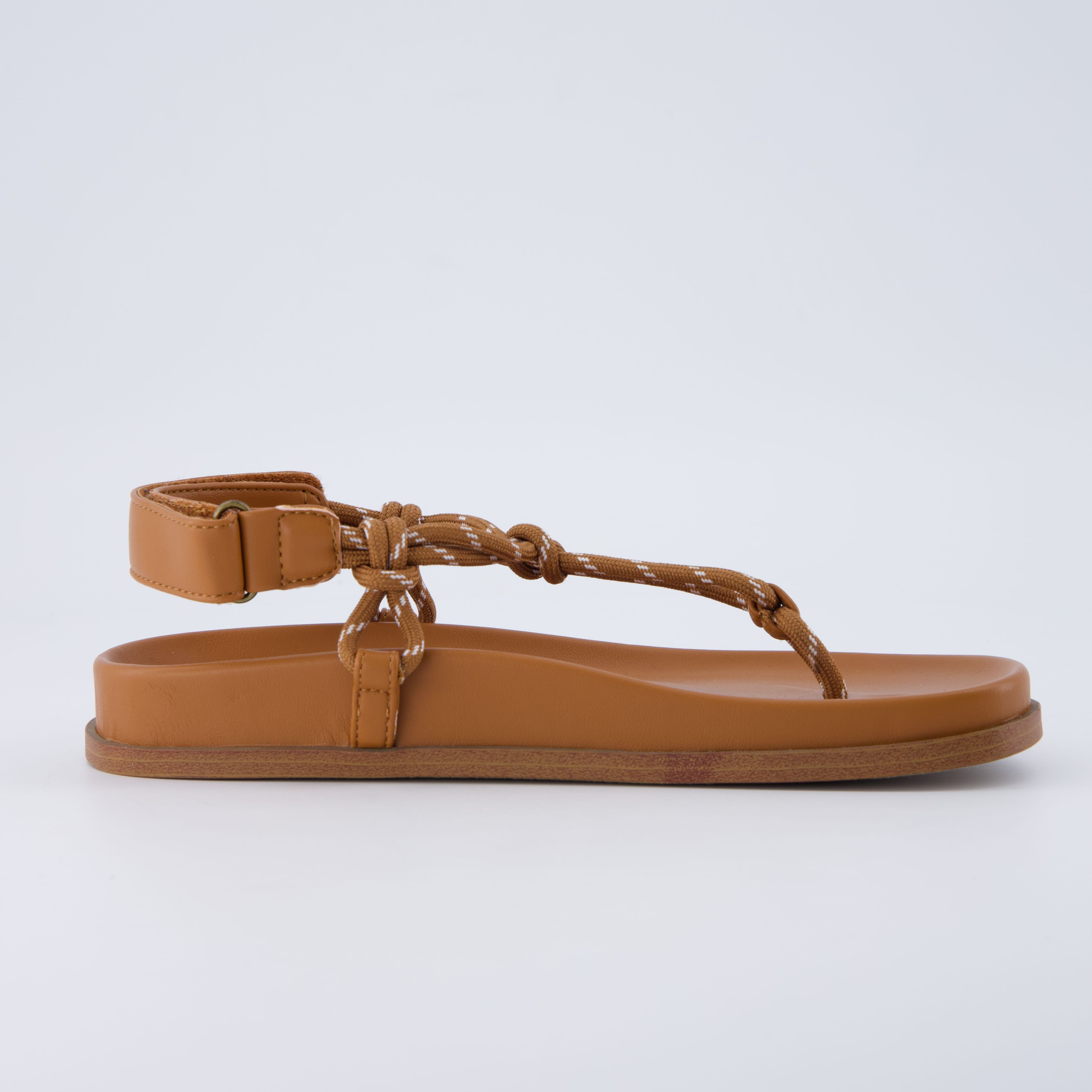 Era Rope Thong Strappy Sandals Cognac Medium