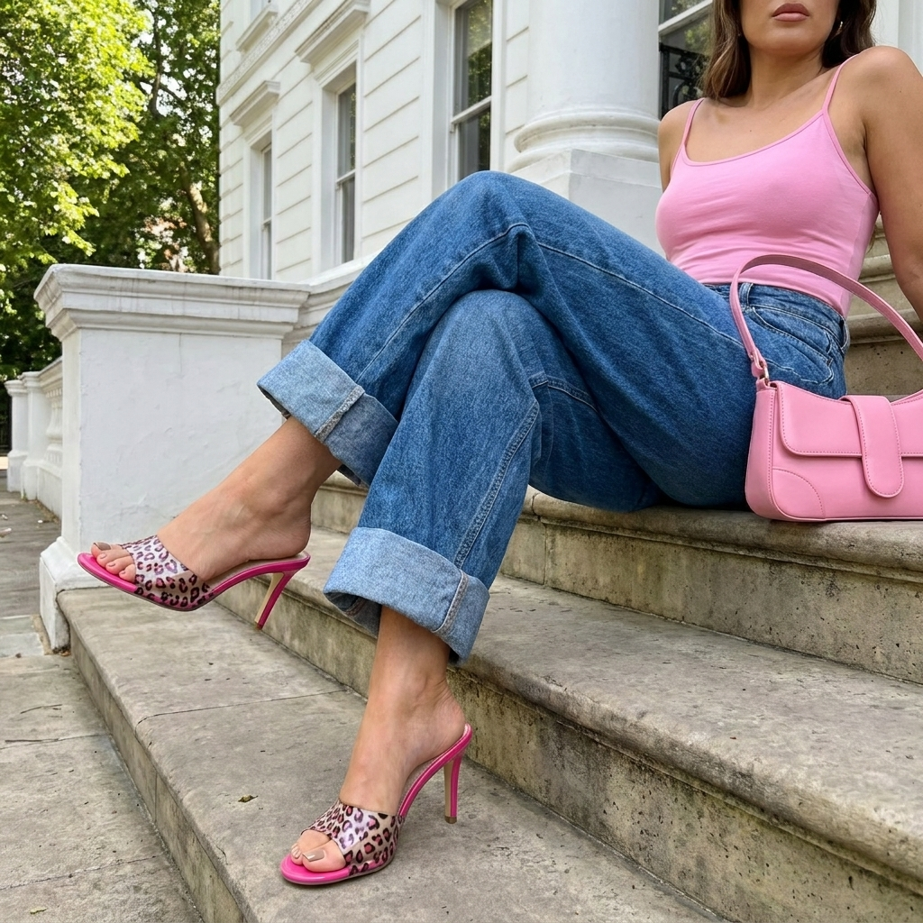 Evie Kitten Heels Pink Leopard