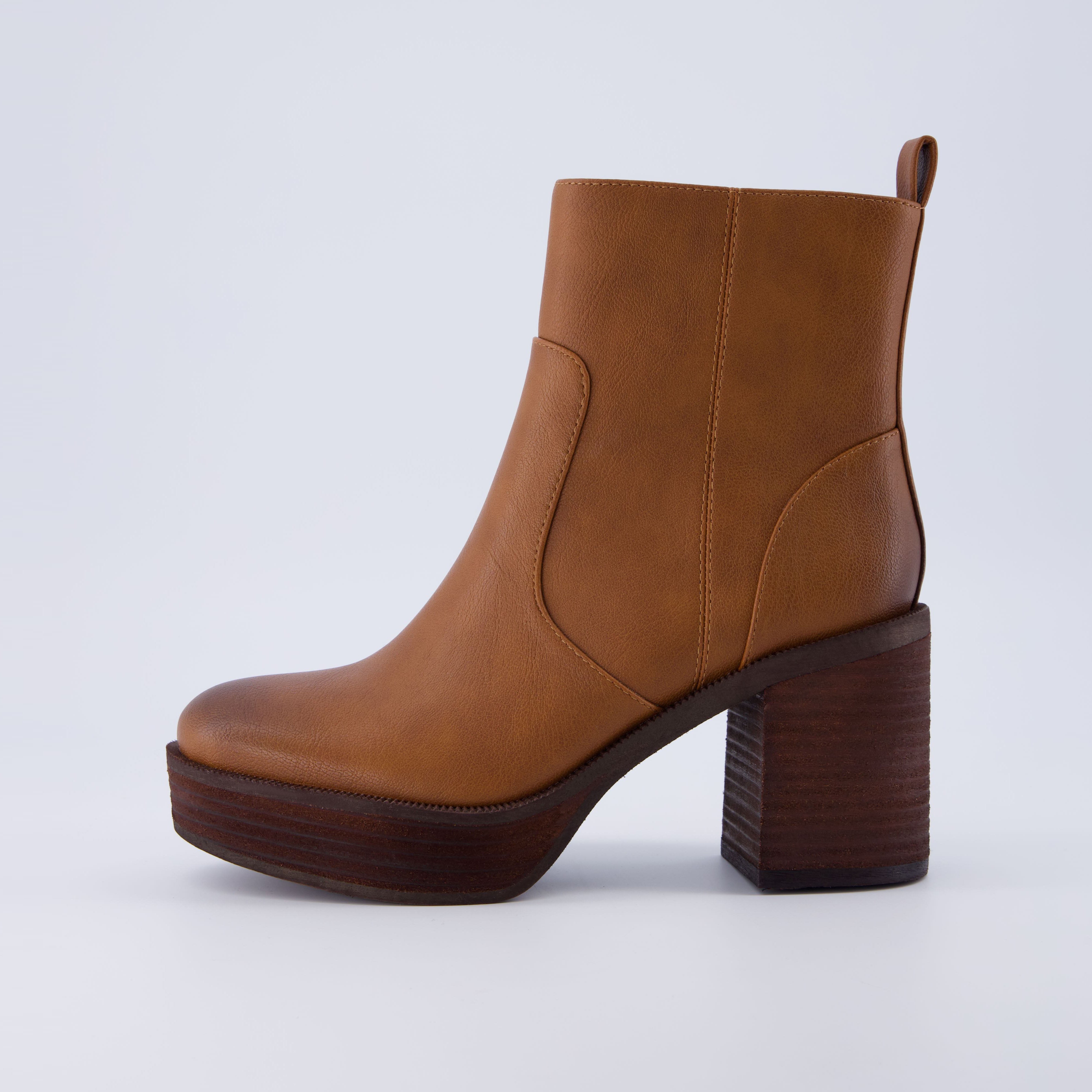 Festival Platform Block Heel Boot Cognac