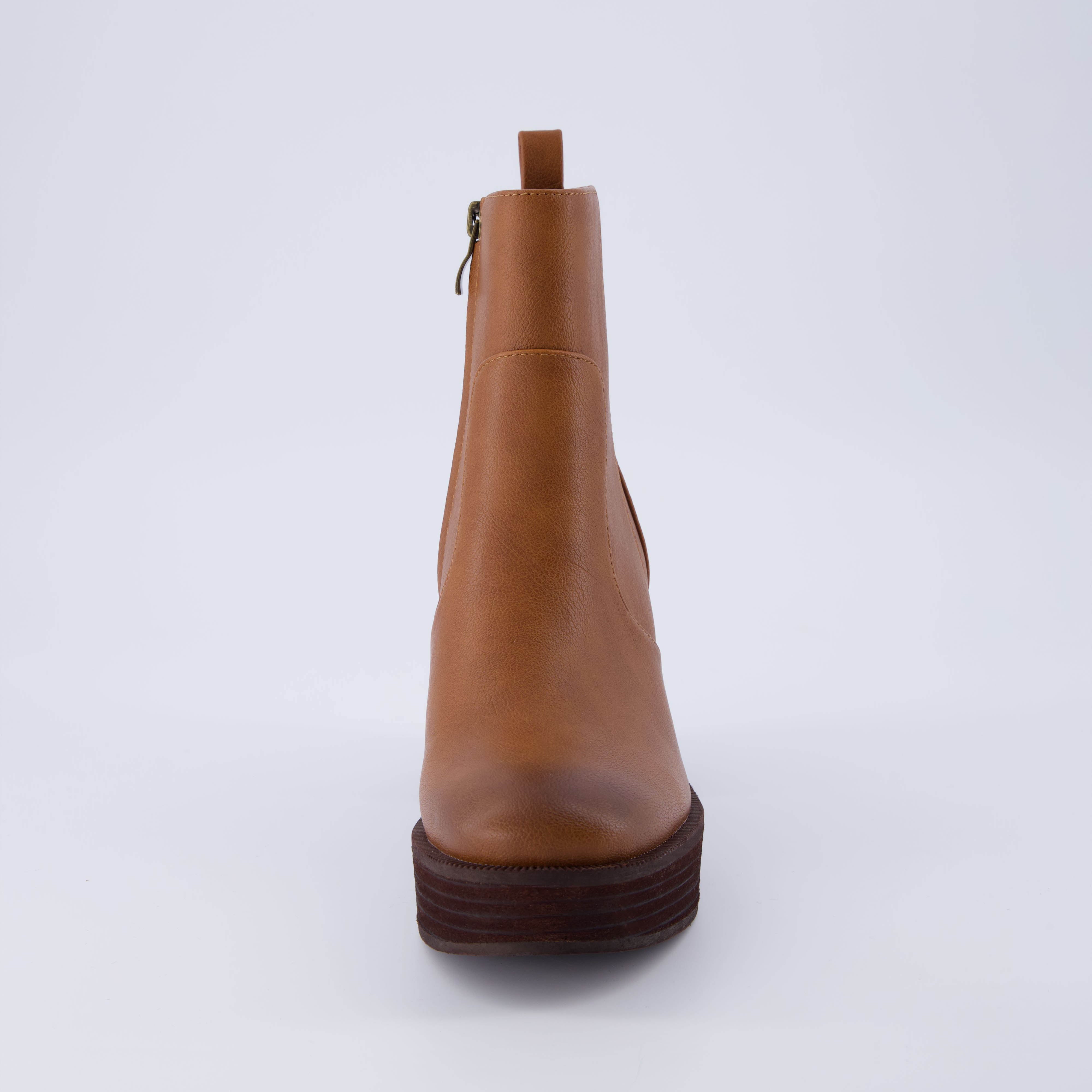 Festival Platform Block Heel Boot Cognac