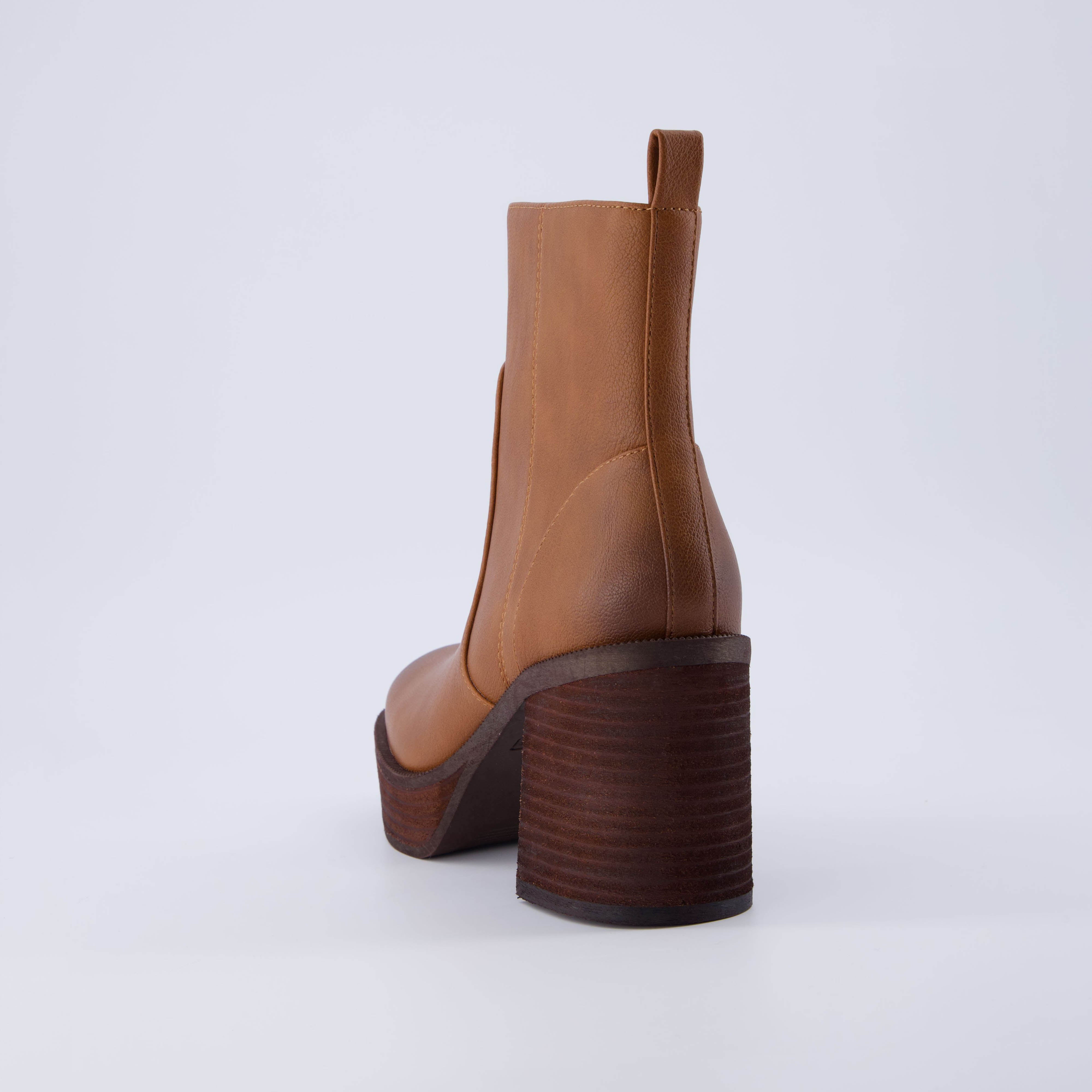 Festival Platform Block Heel Boot Cognac