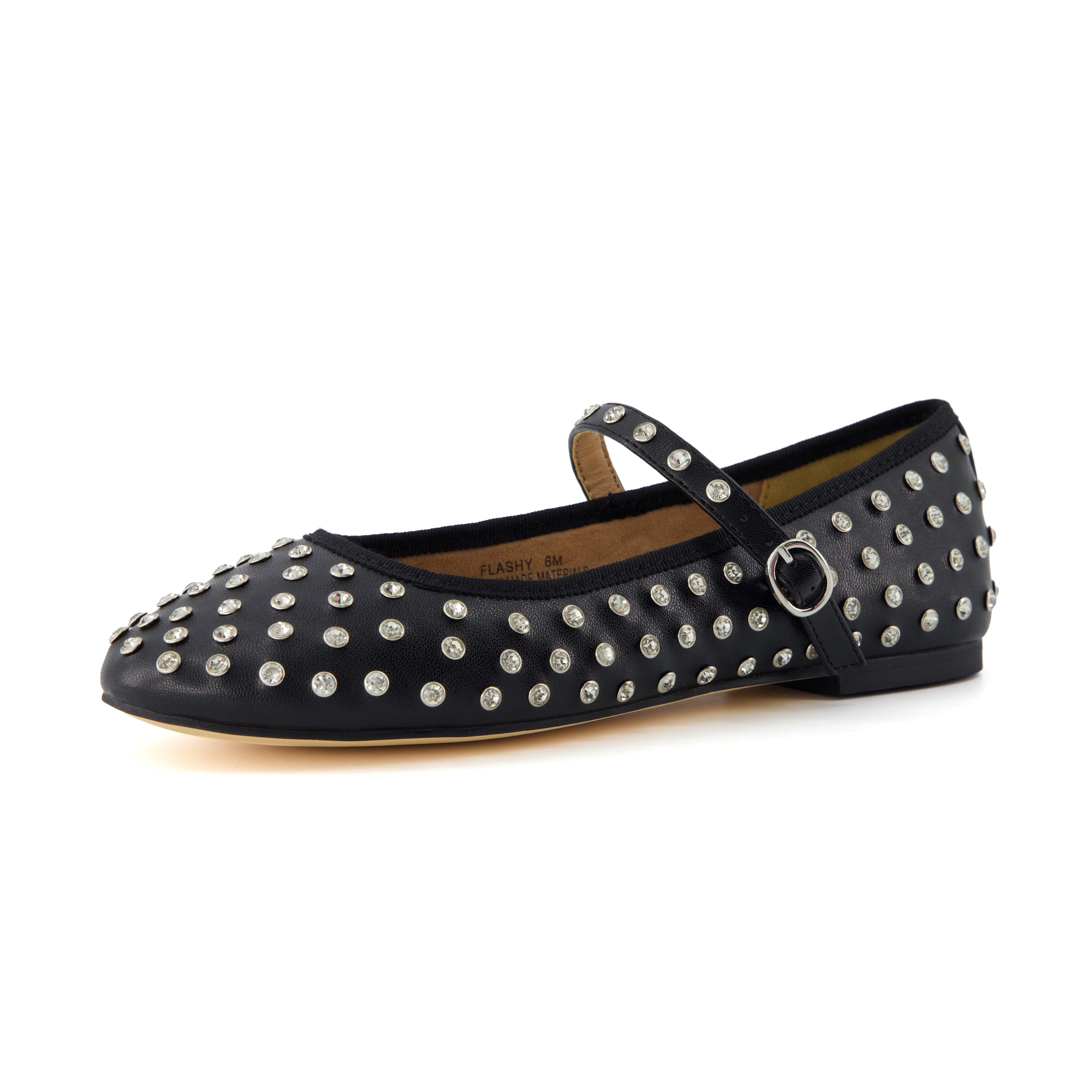 Flashy Studded Mary Janes Black