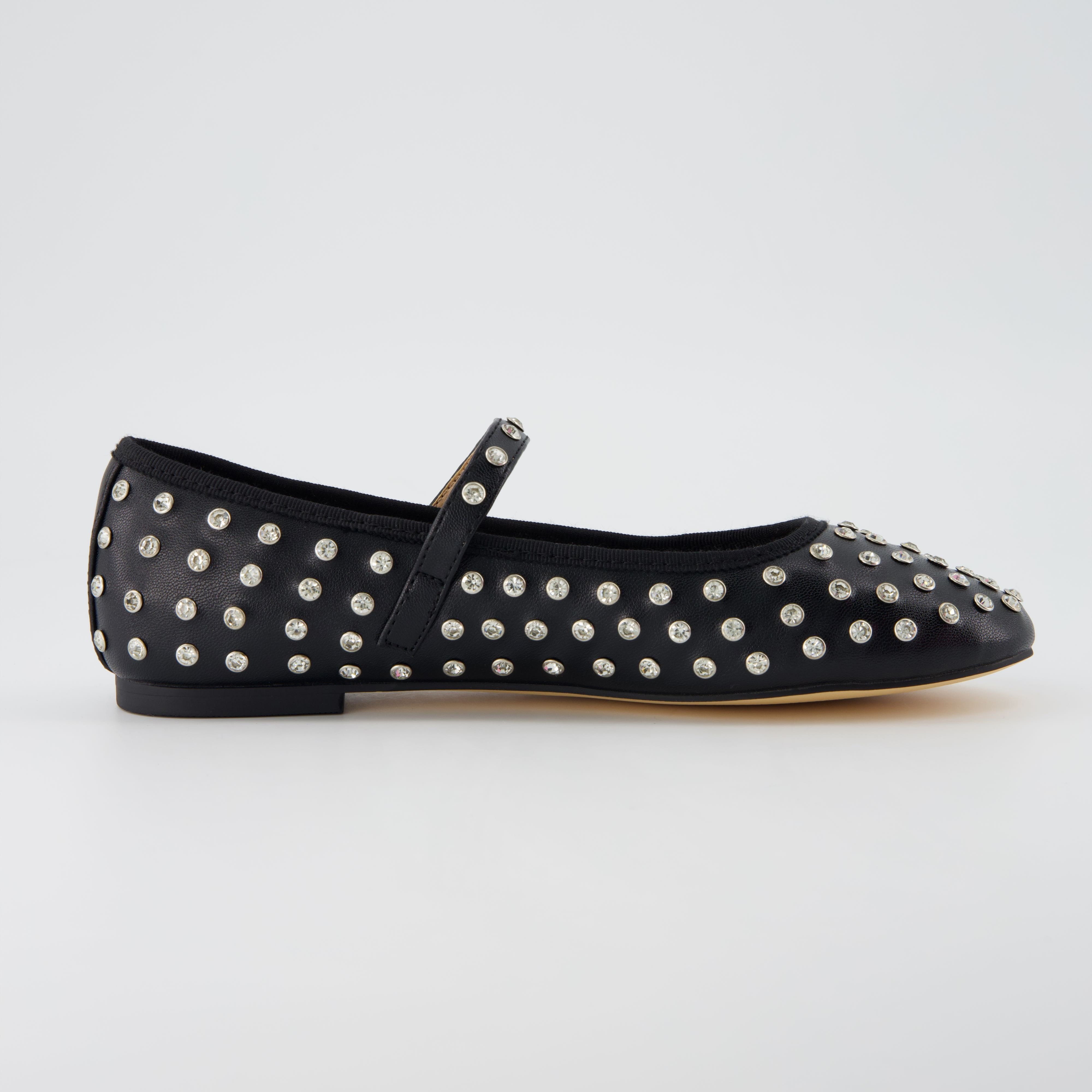 Flashy Studded Mary Janes Black