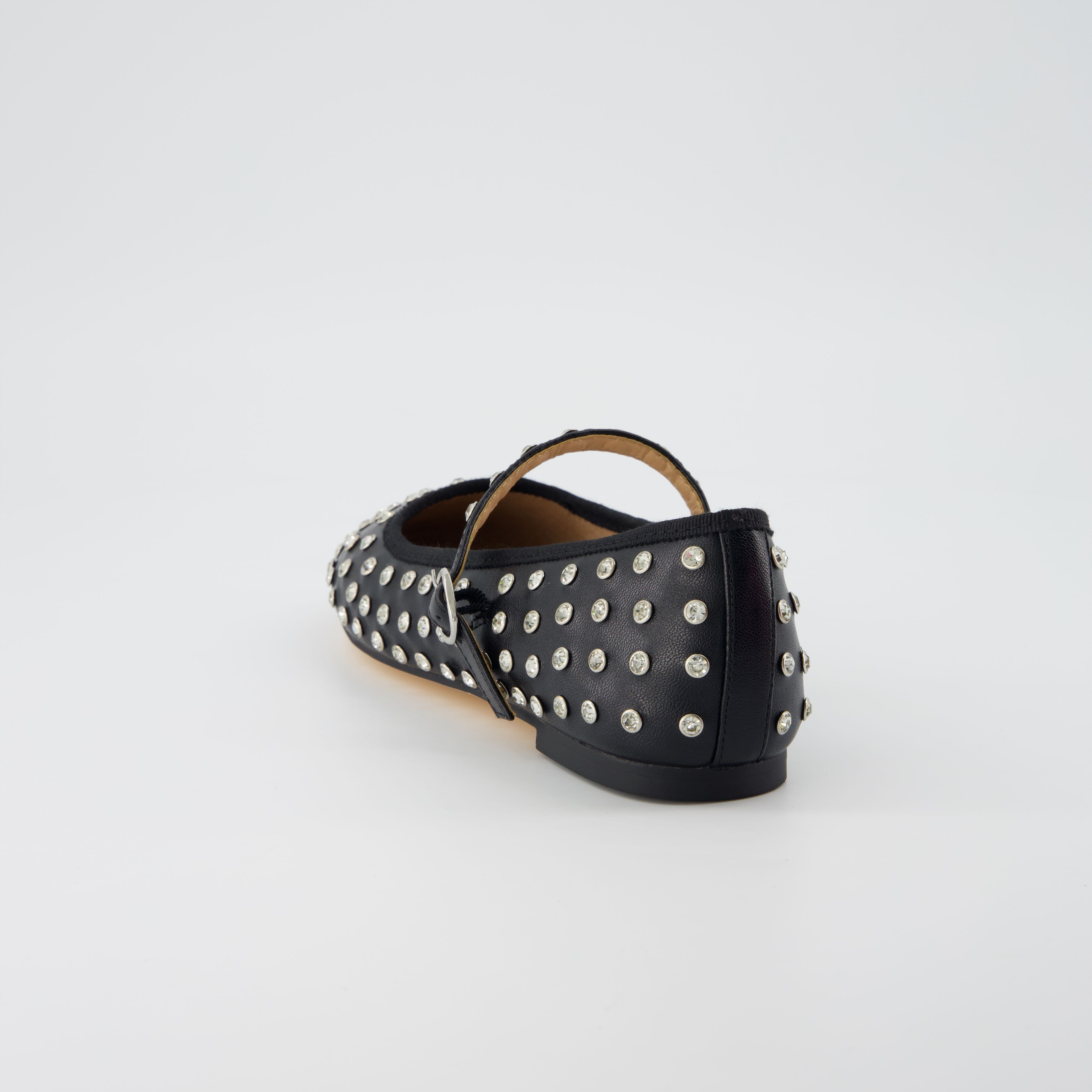 Flashy Studded Mary Janes Black
