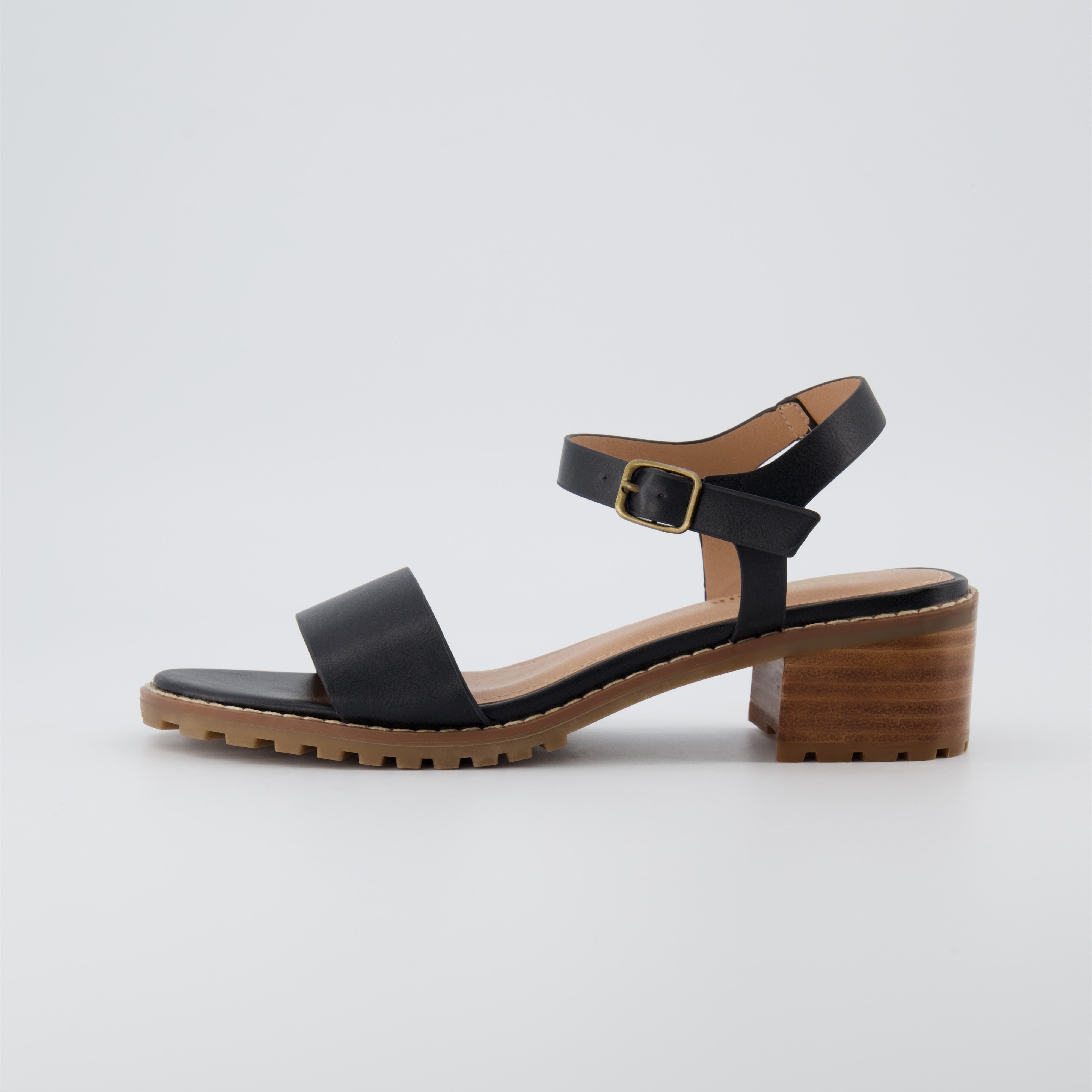 Flynn One Band Block Heel Sandal Black