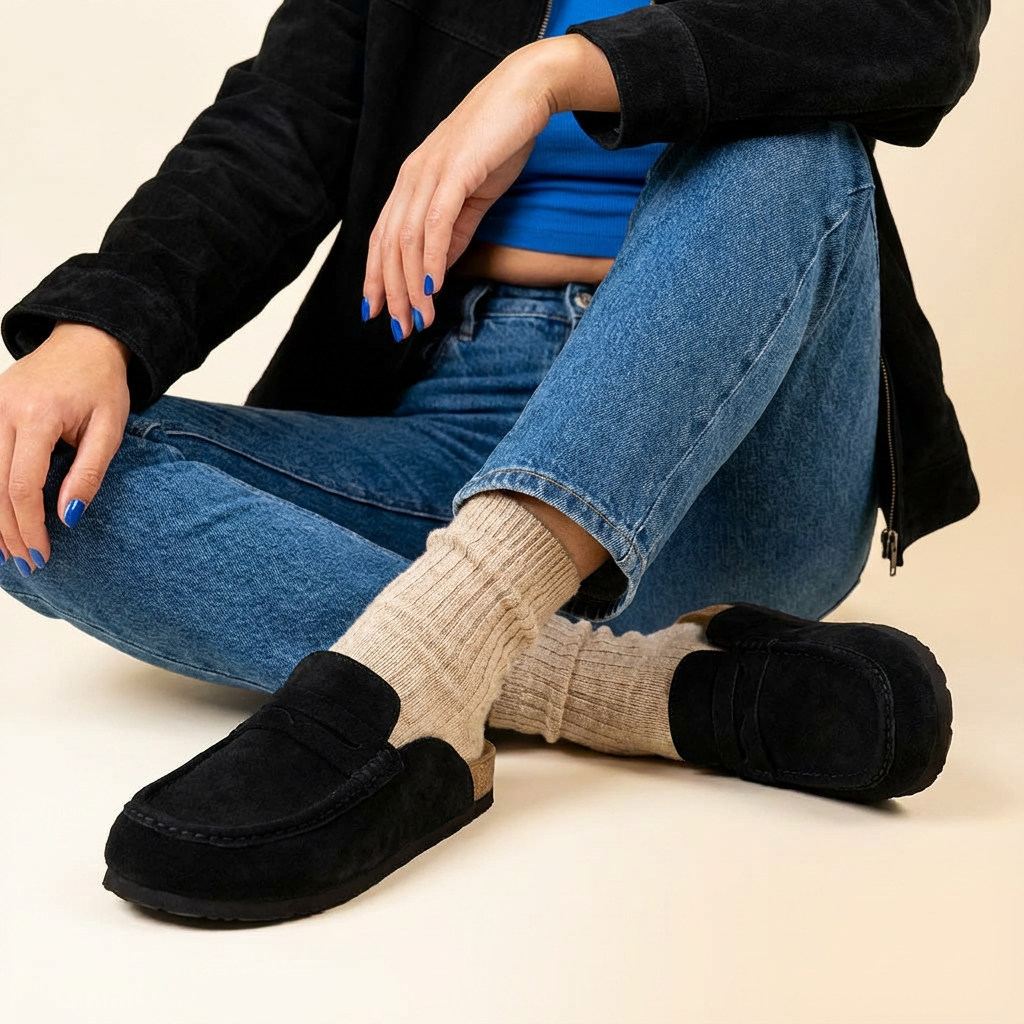 Fondu Leather Clogs Black