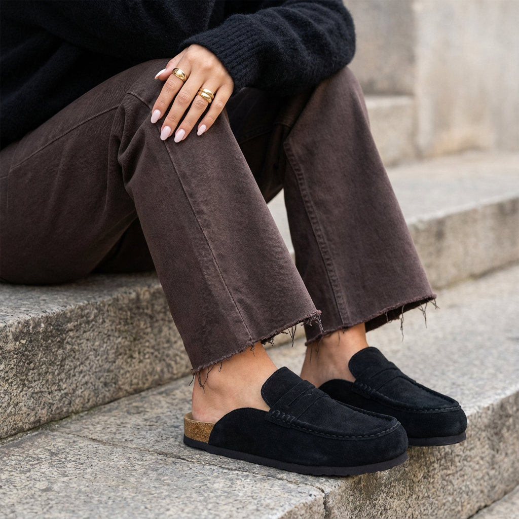 Fondu Leather Clogs Black