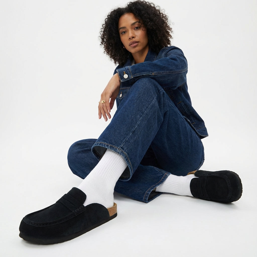 Fondu Leather Clogs Black