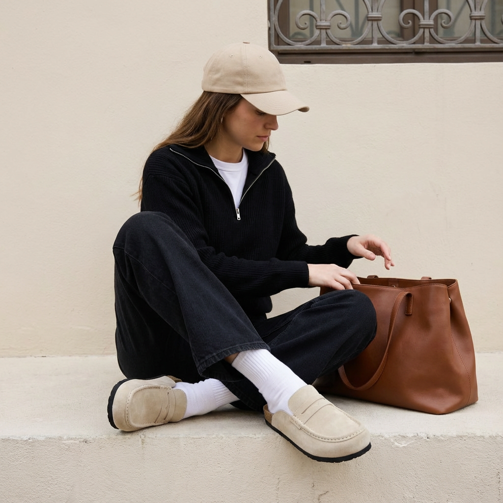 Fondu Leather Clogs Biscuit
