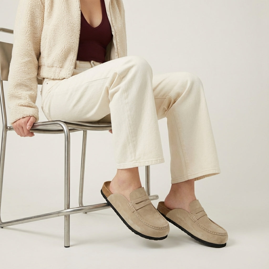 Fondu Leather Clogs Biscuit