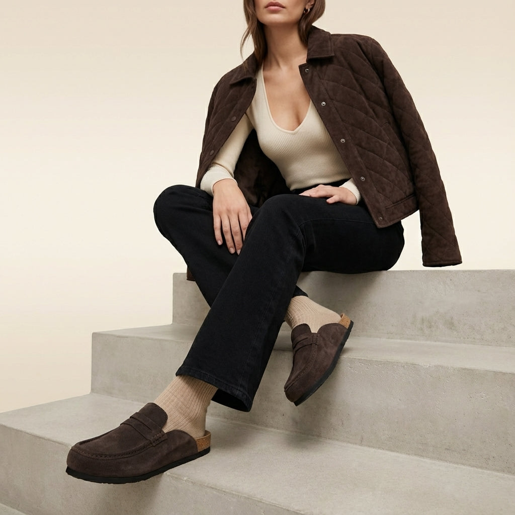 Fondu Leather Clogs Chocolate