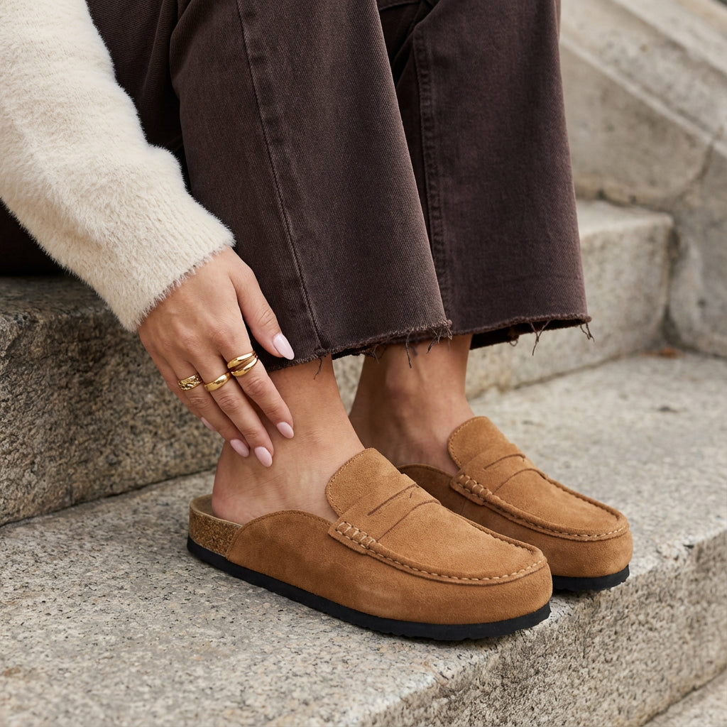 Fondu Leather Clogs Cognac