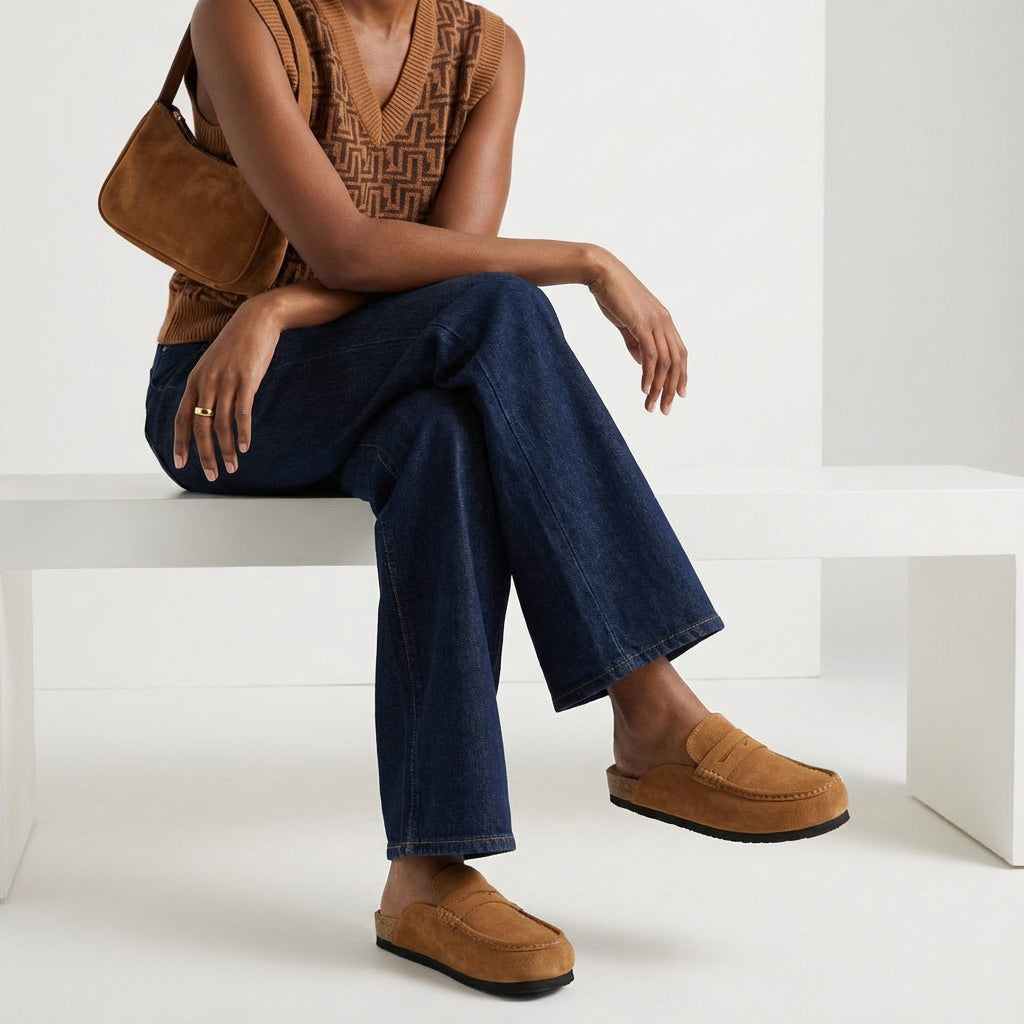 Fondu Leather Clogs Cognac