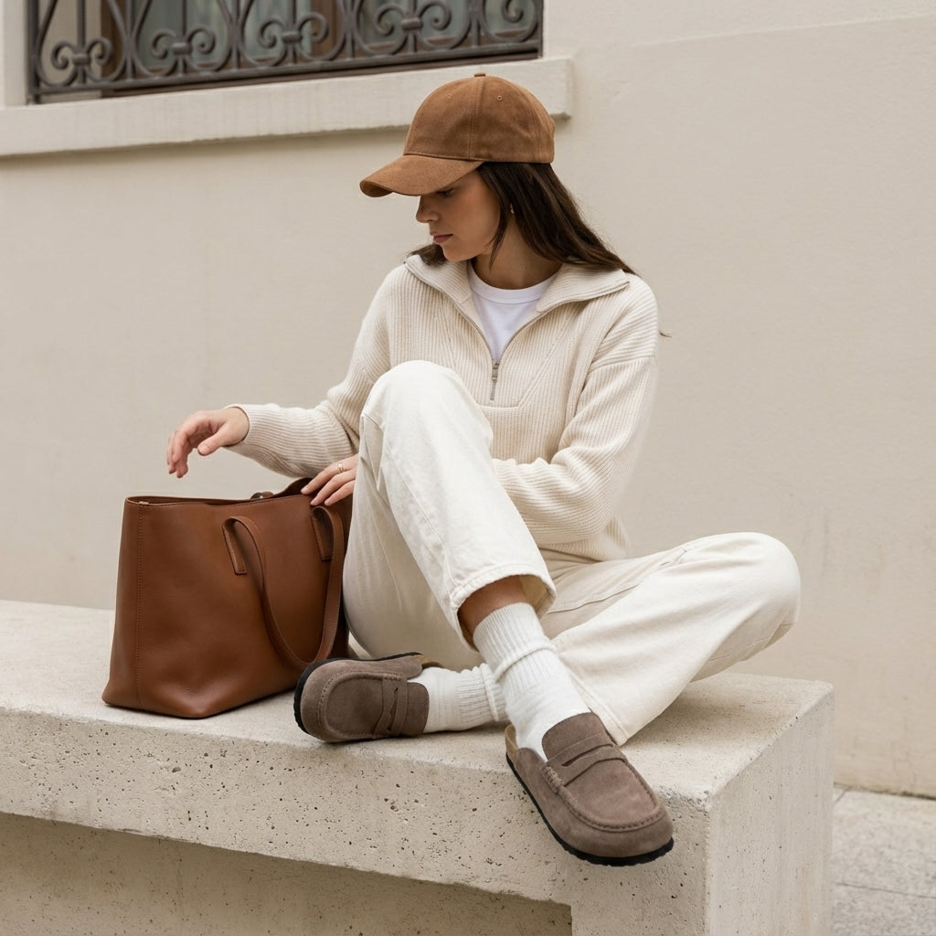 Fondu Leather Clogs Taupe