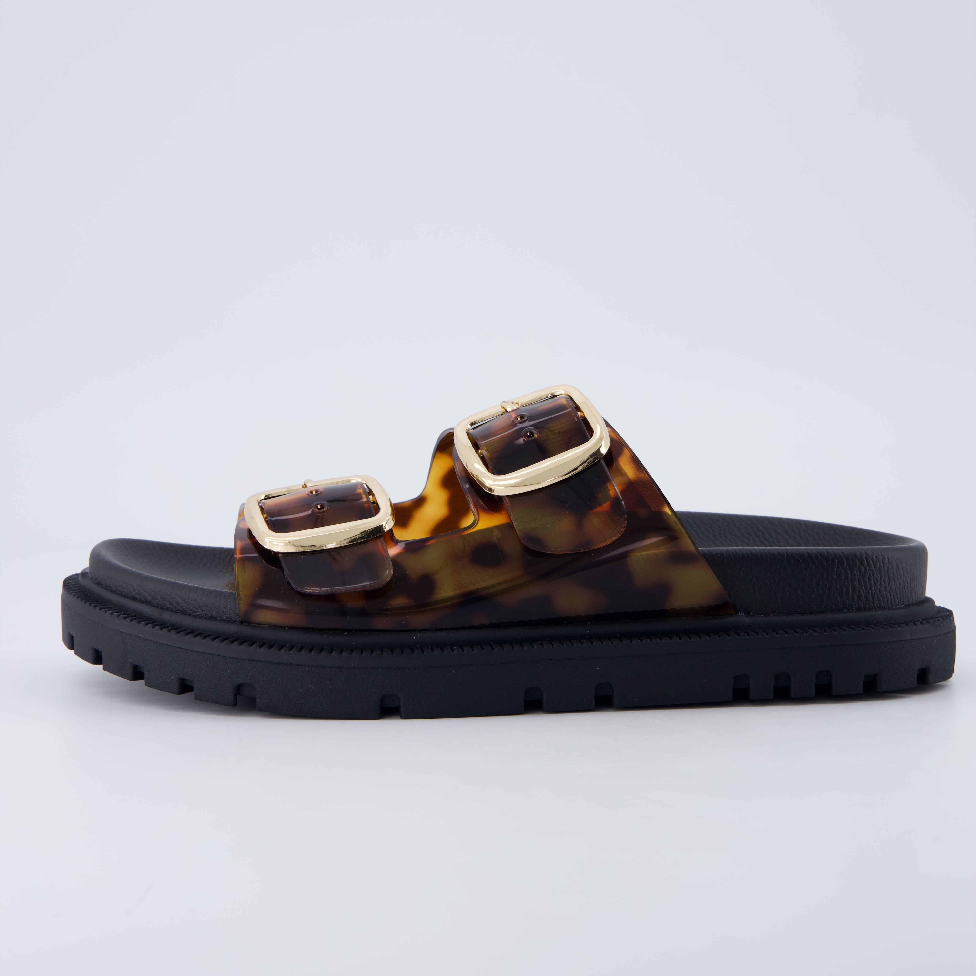 Cushionaire Fuse Chunky Womens Sandals with Double Buckle Straps