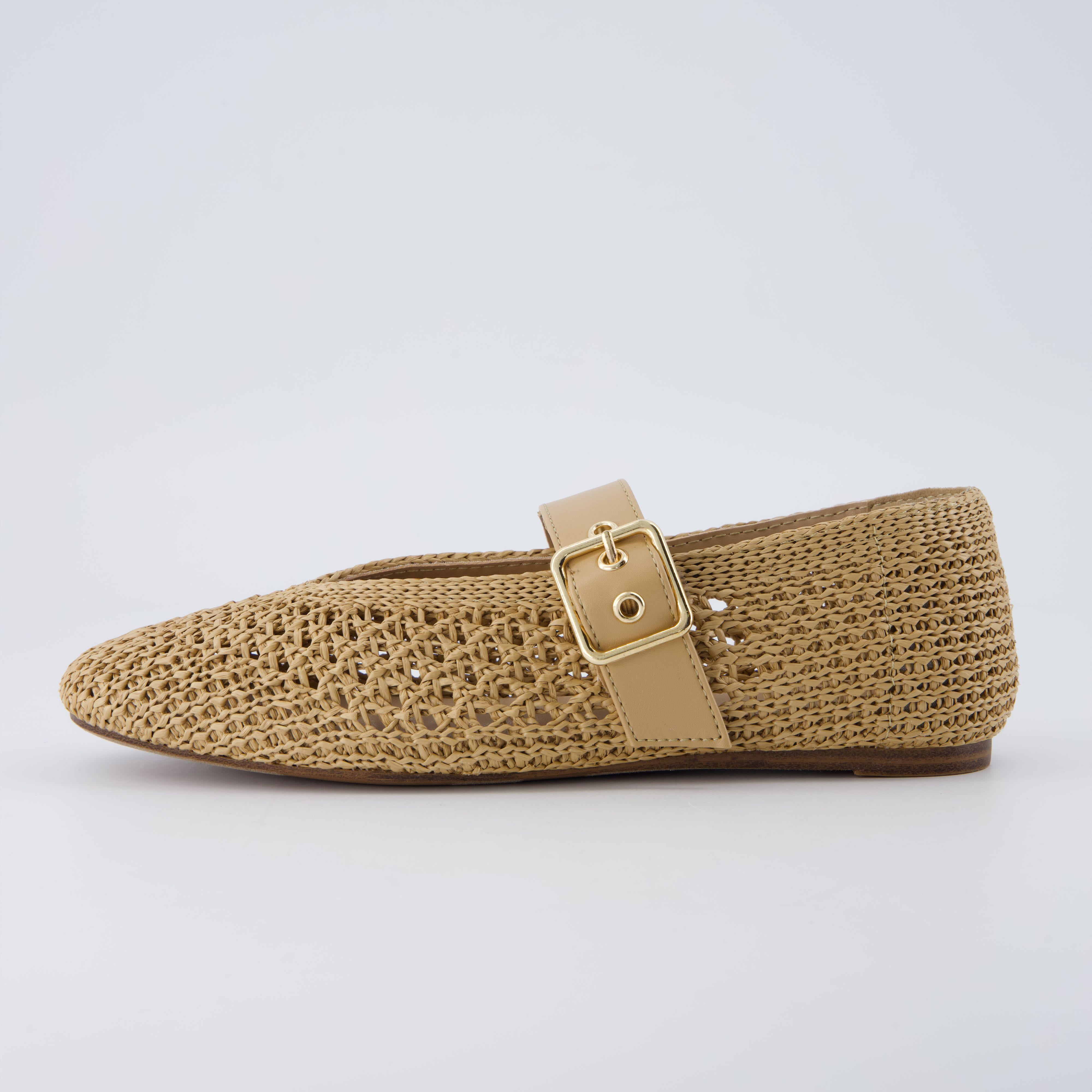 Gabby Woven Mary Jane Flats Tan Medium