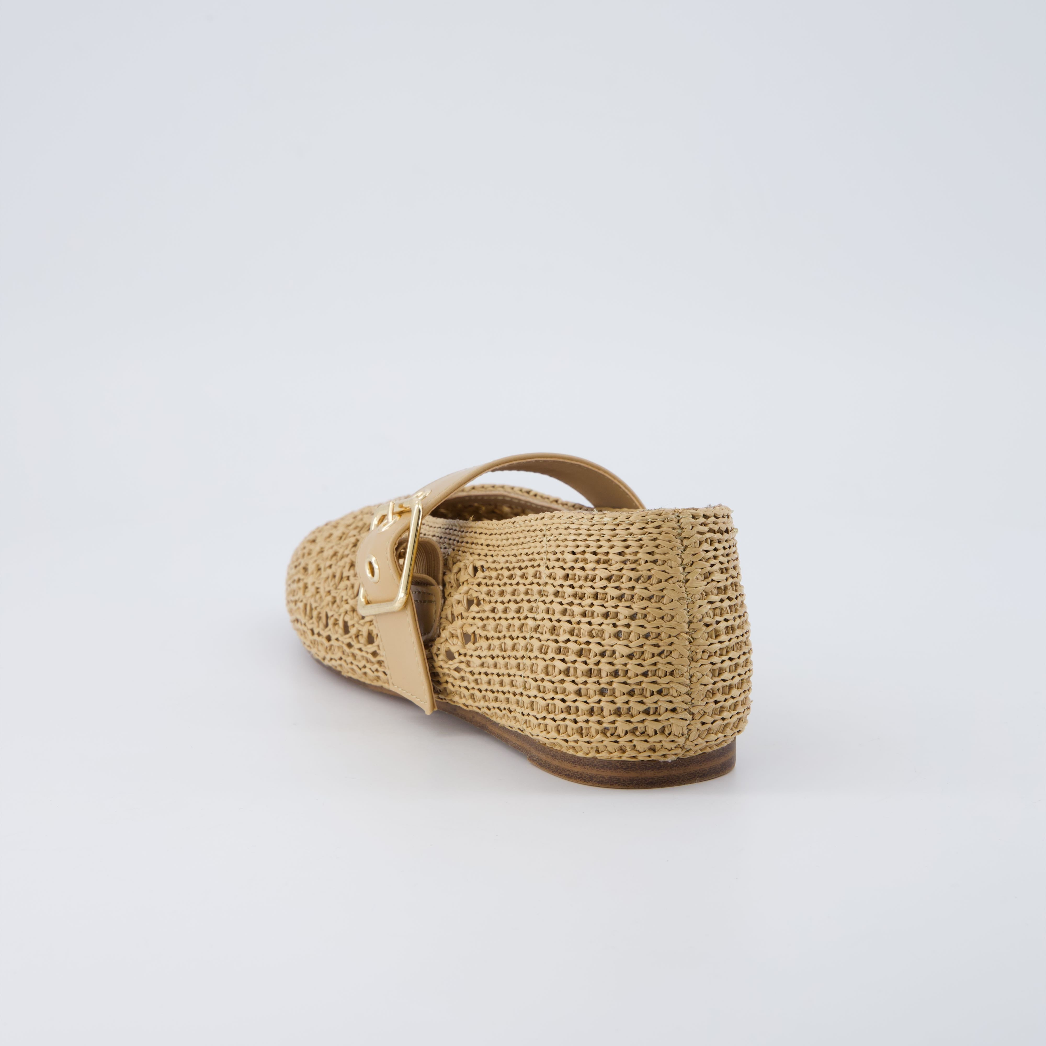 Gabby Woven Mary Jane Flats Tan Medium