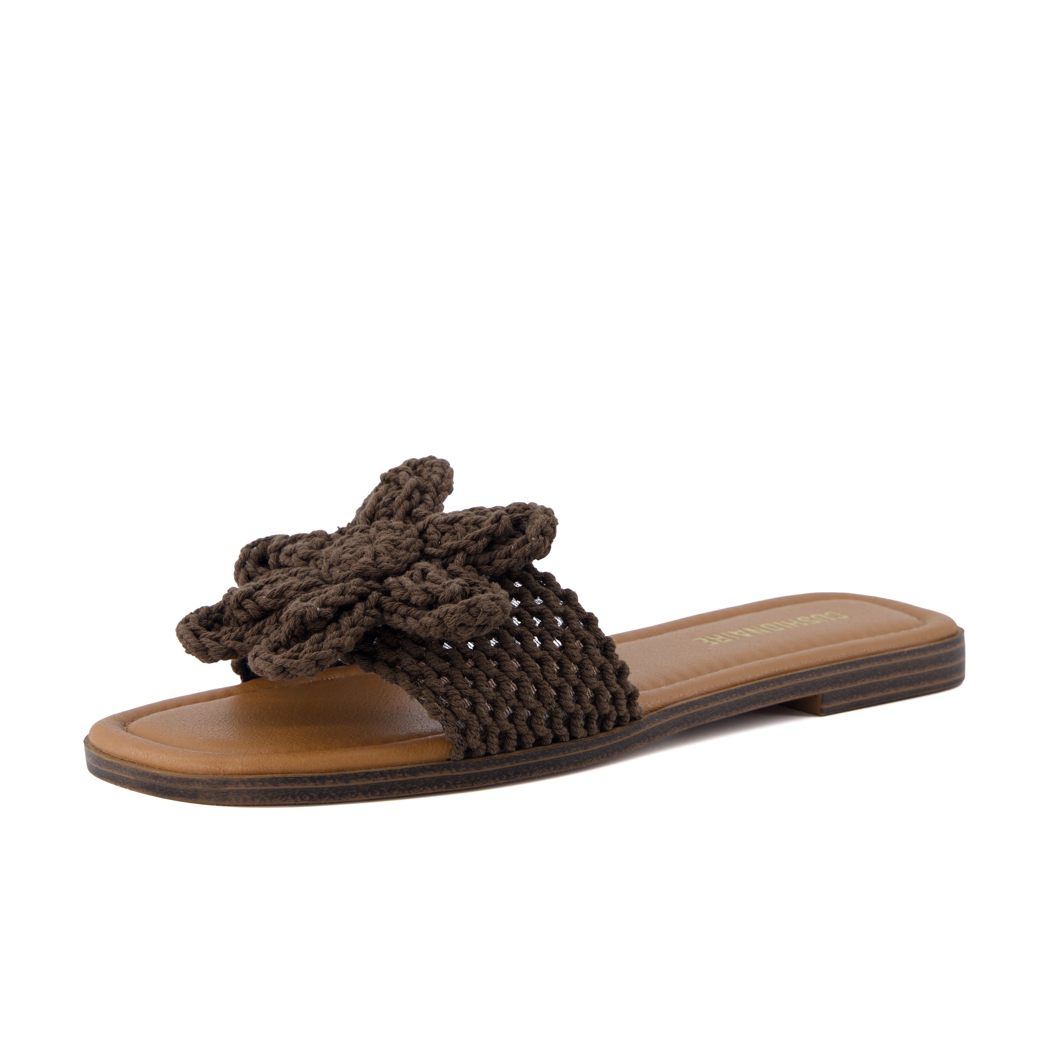 Gemma Knit Slides Brown