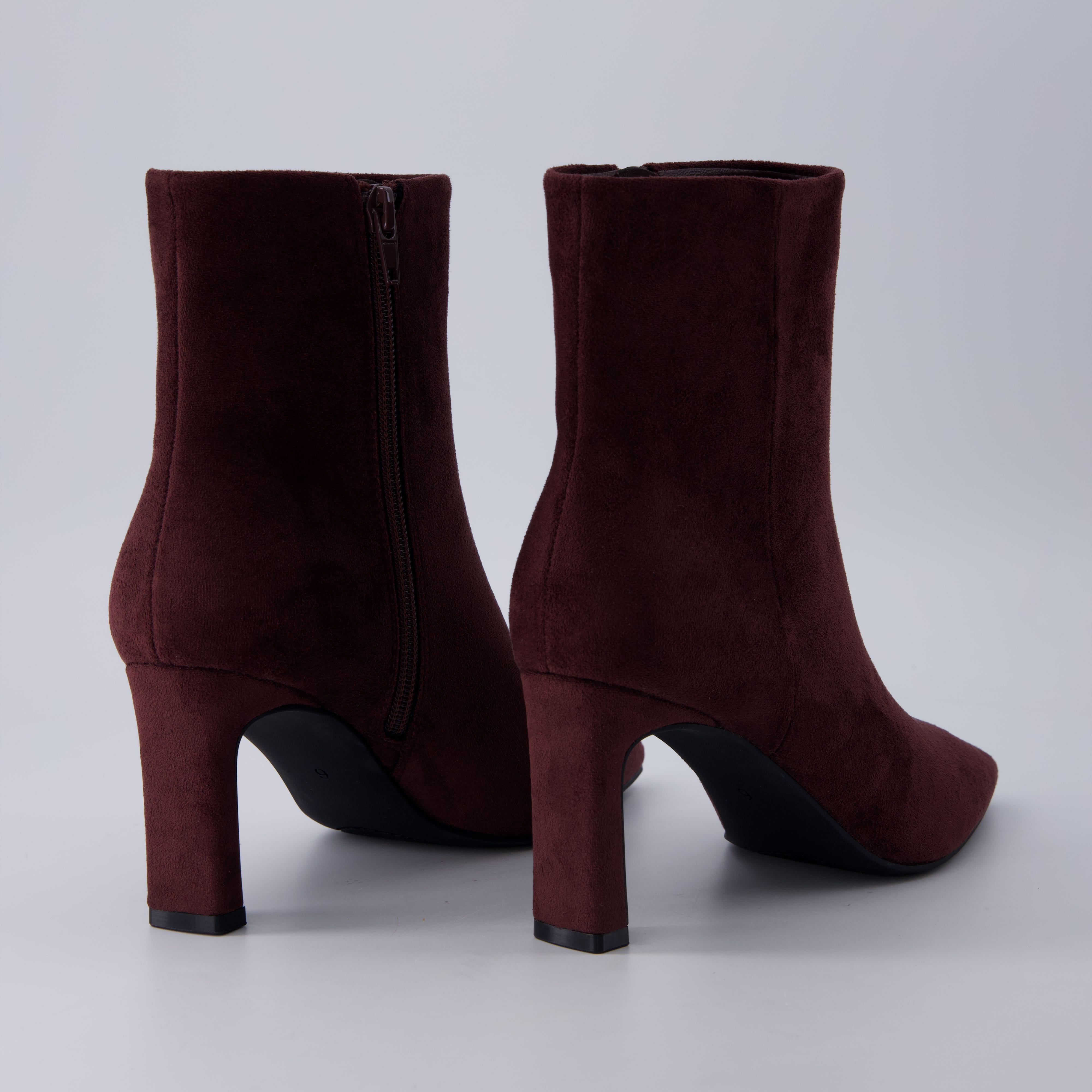 Giana High Heel Ankle Boots Burgundy Medium
