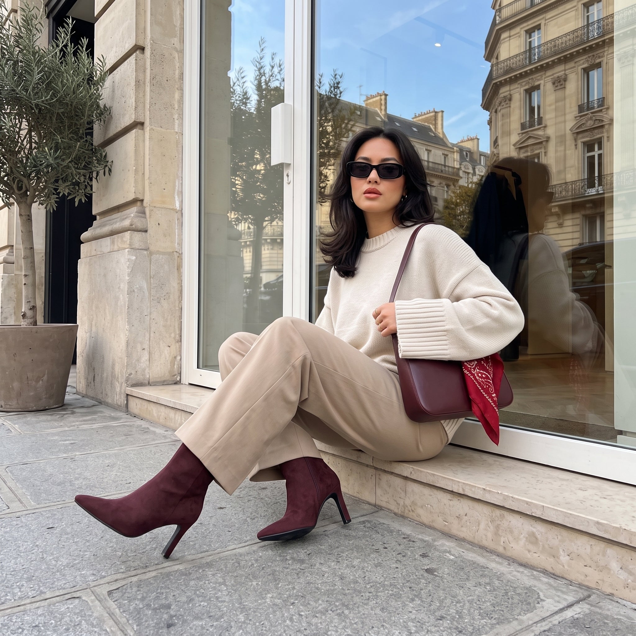 Giana High Heel Ankle Boots Burgundy Medium