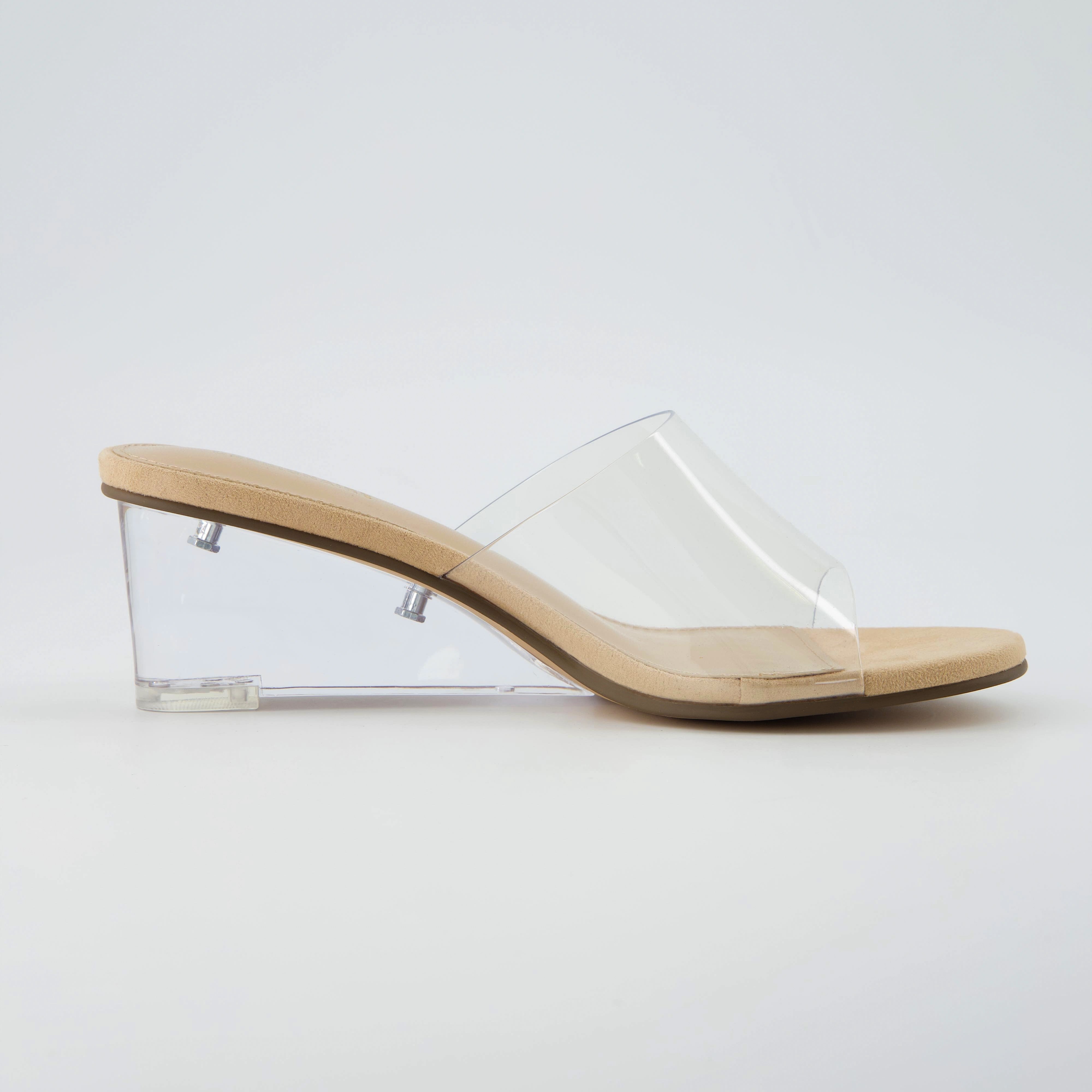 Gloss Lucite Wedge Sandals Clear