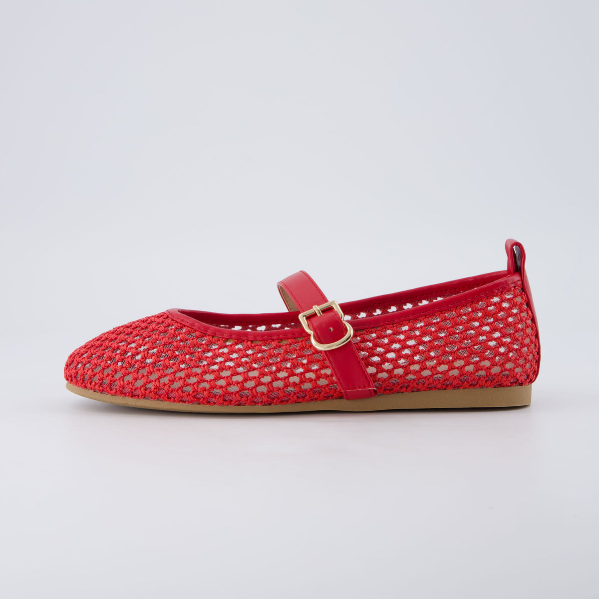 Gracie Mesh Mary Jane Flats Red Medium