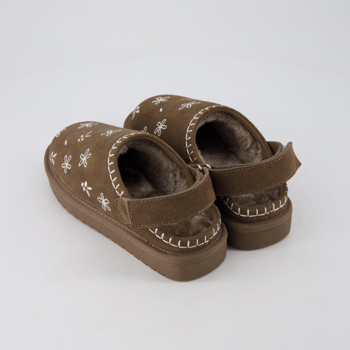 Habit Kids Slippers Brown Genuine Suede Medium