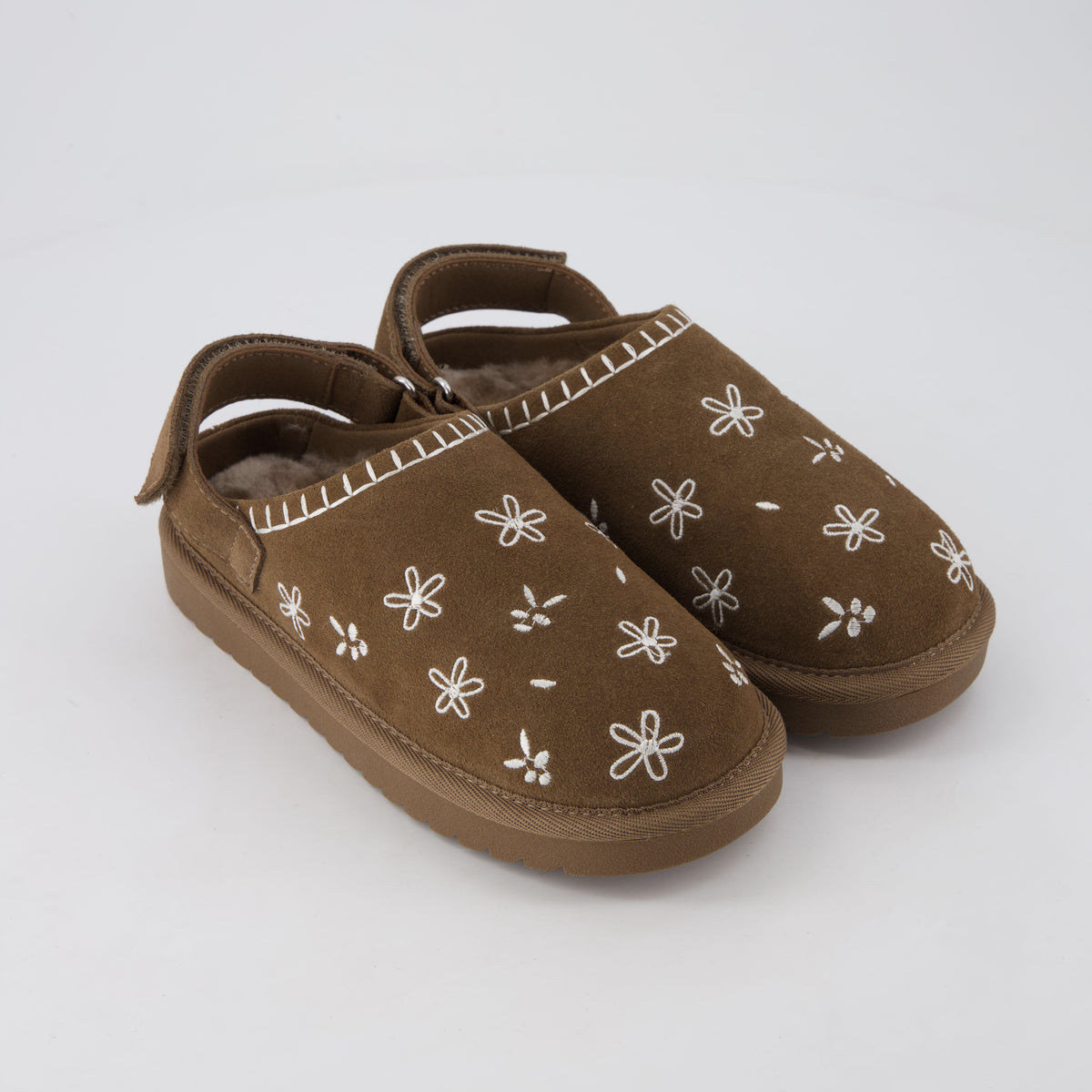 Habit Kids Slippers Brown Genuine Suede Medium