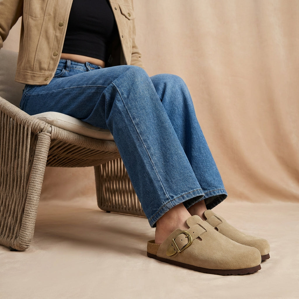 Hamlet Leather Clogs Beige