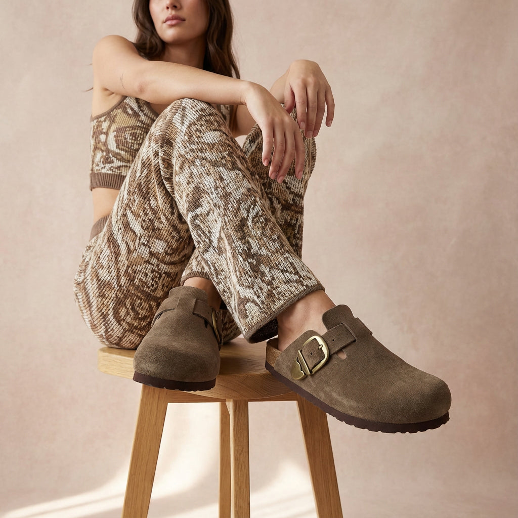 Hamlet Leather Clogs Dark Taupe