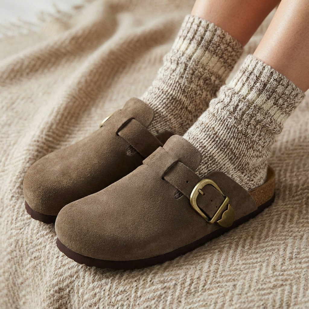 Hamlet Leather Clogs Dark Taupe