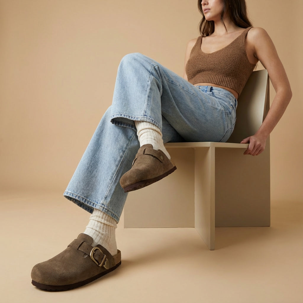 Hamlet Leather Clogs Dark Taupe