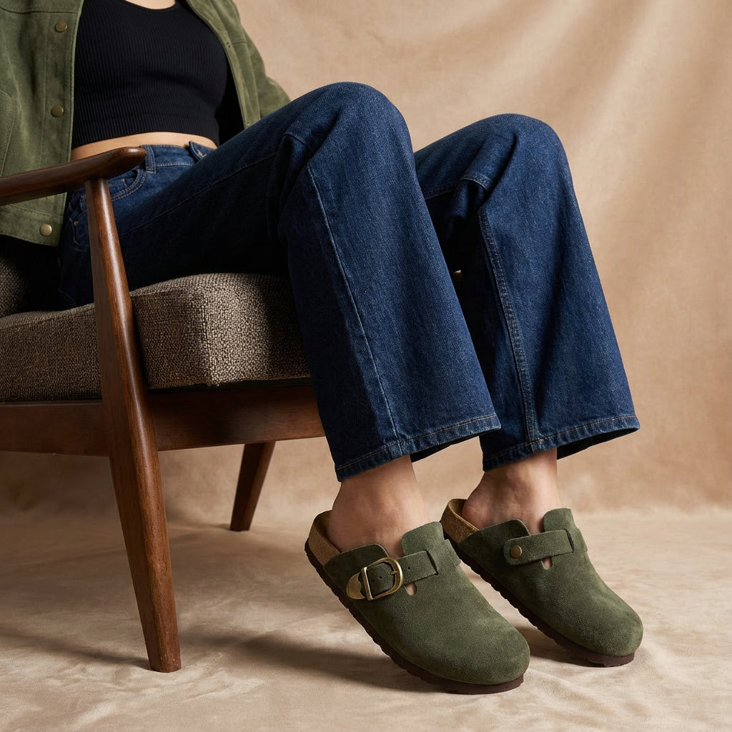 Hamlet Leather Clogs Khaki