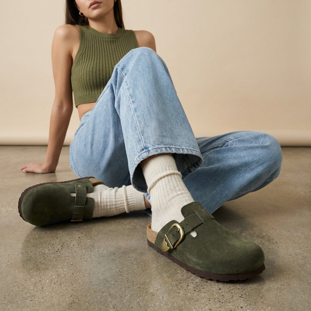 Hamlet Leather Clogs Khaki