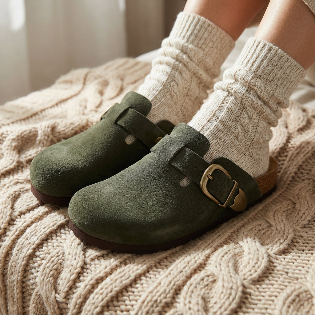 Hamlet Leather Clogs Khaki