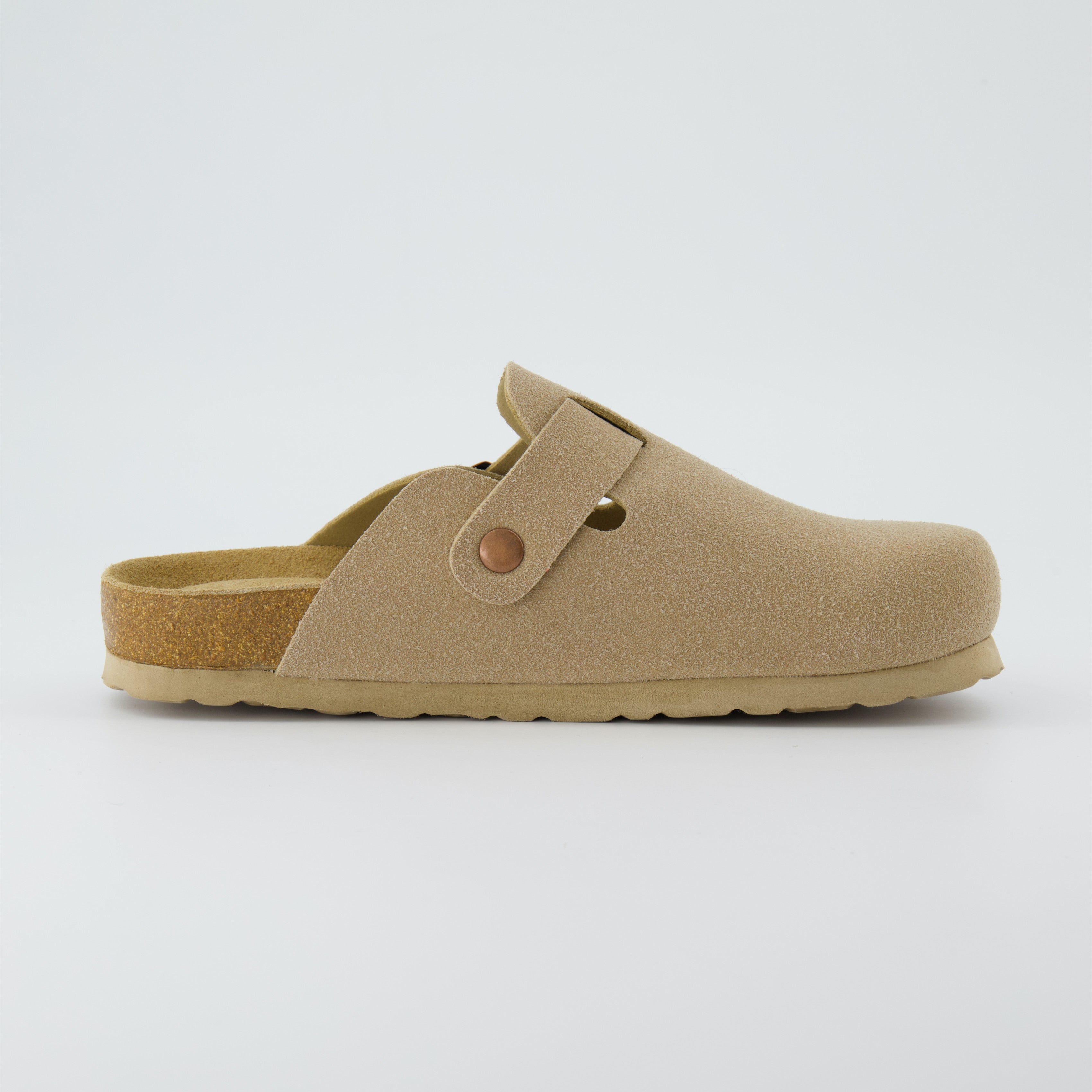 Hana Cork Footbed Clog Sand Suede
