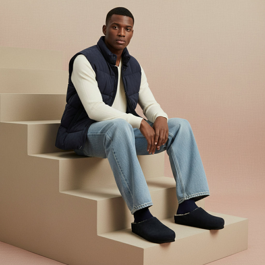 Heath-Fur Men's Slippers Black Medium