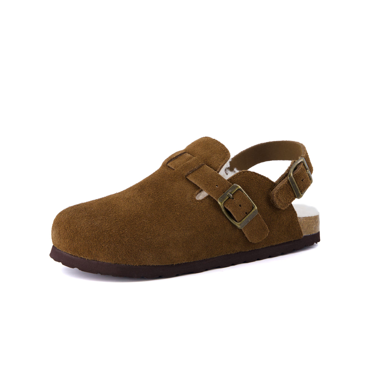 Hello Kids Suede Clogs Brown Fur Medium