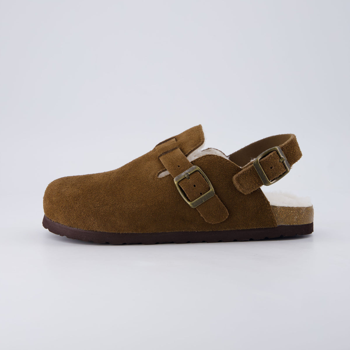 Hello Kids Suede Clogs Brown Fur Medium