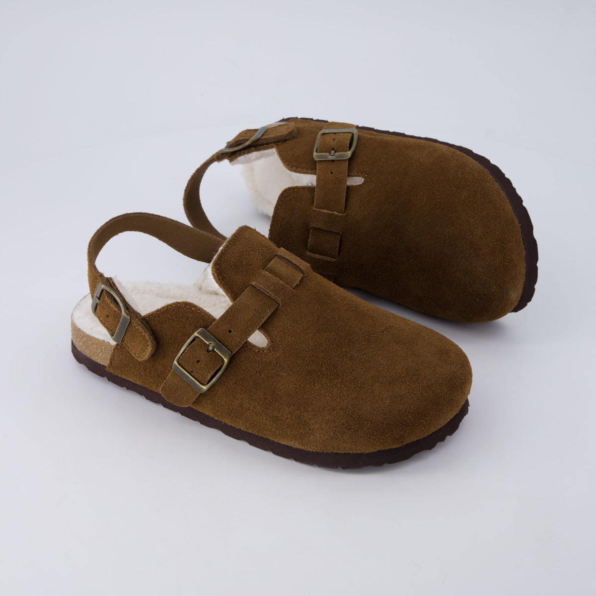 Hello Kids Suede Clogs Brown Fur Medium