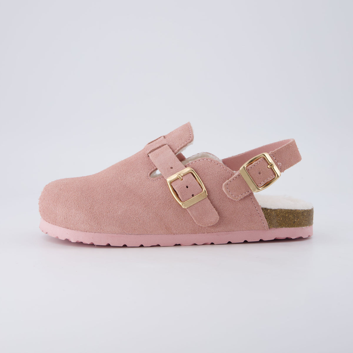Hello Kids Suede Clogs Pink Fur Medium