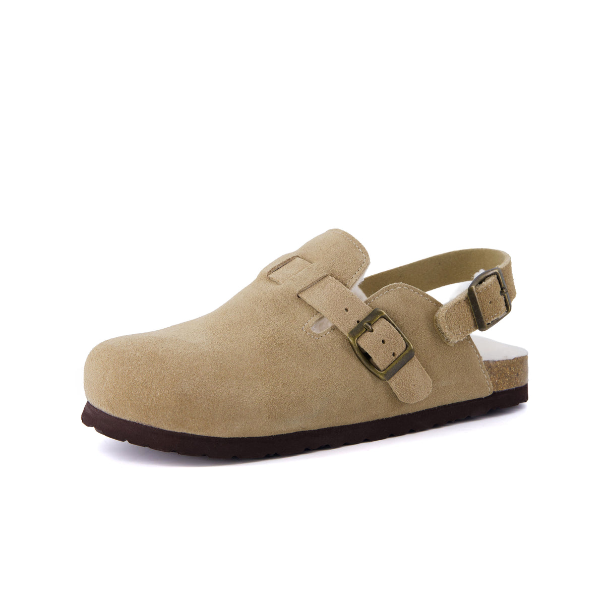 Hello Kids Suede Clogs Taupe Fur Medium