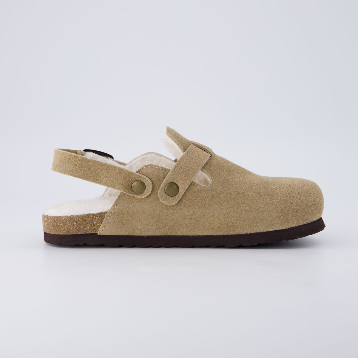 Hello Kids Suede Clogs Taupe Fur Medium