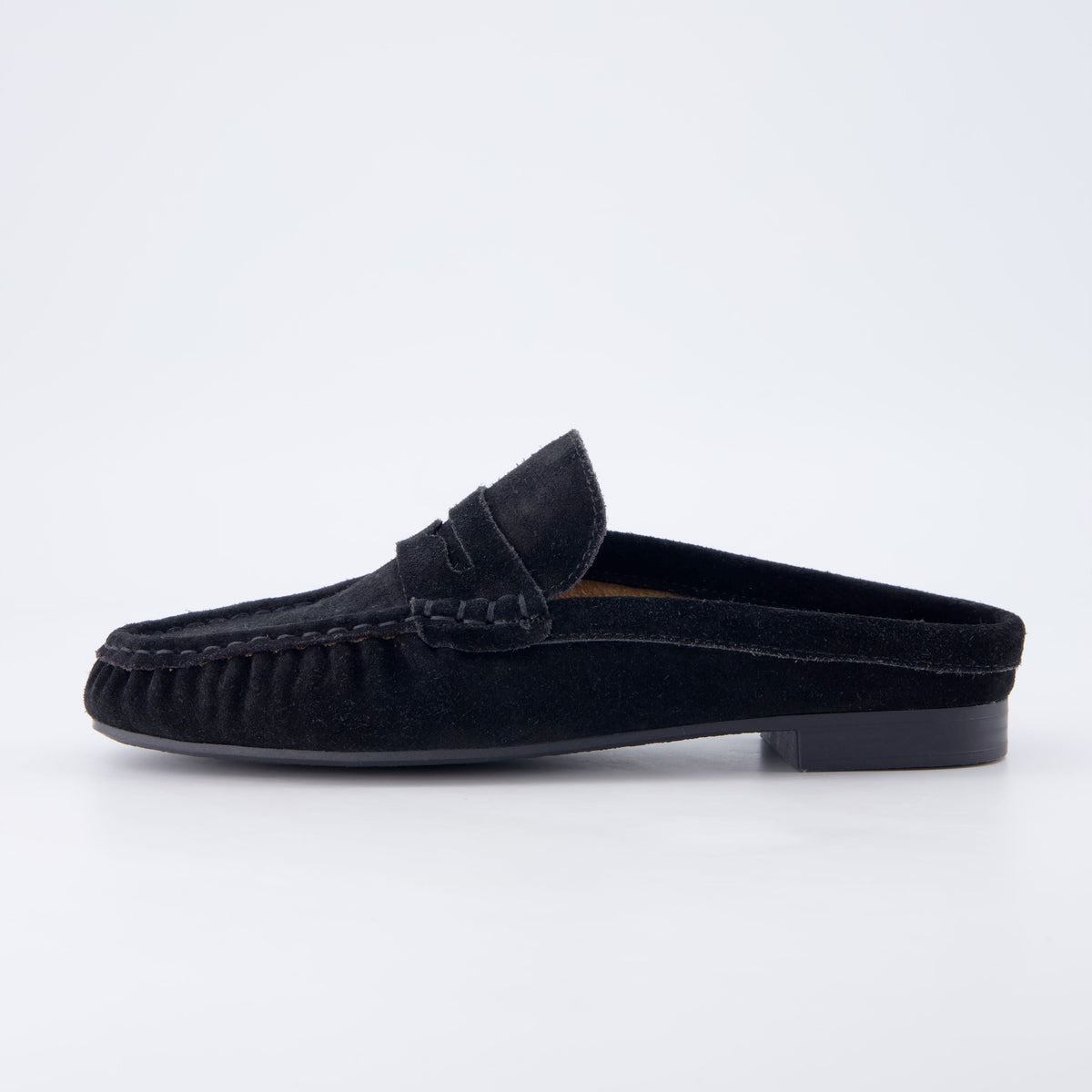 Heritage Suede Loafer Mules Black Medium
