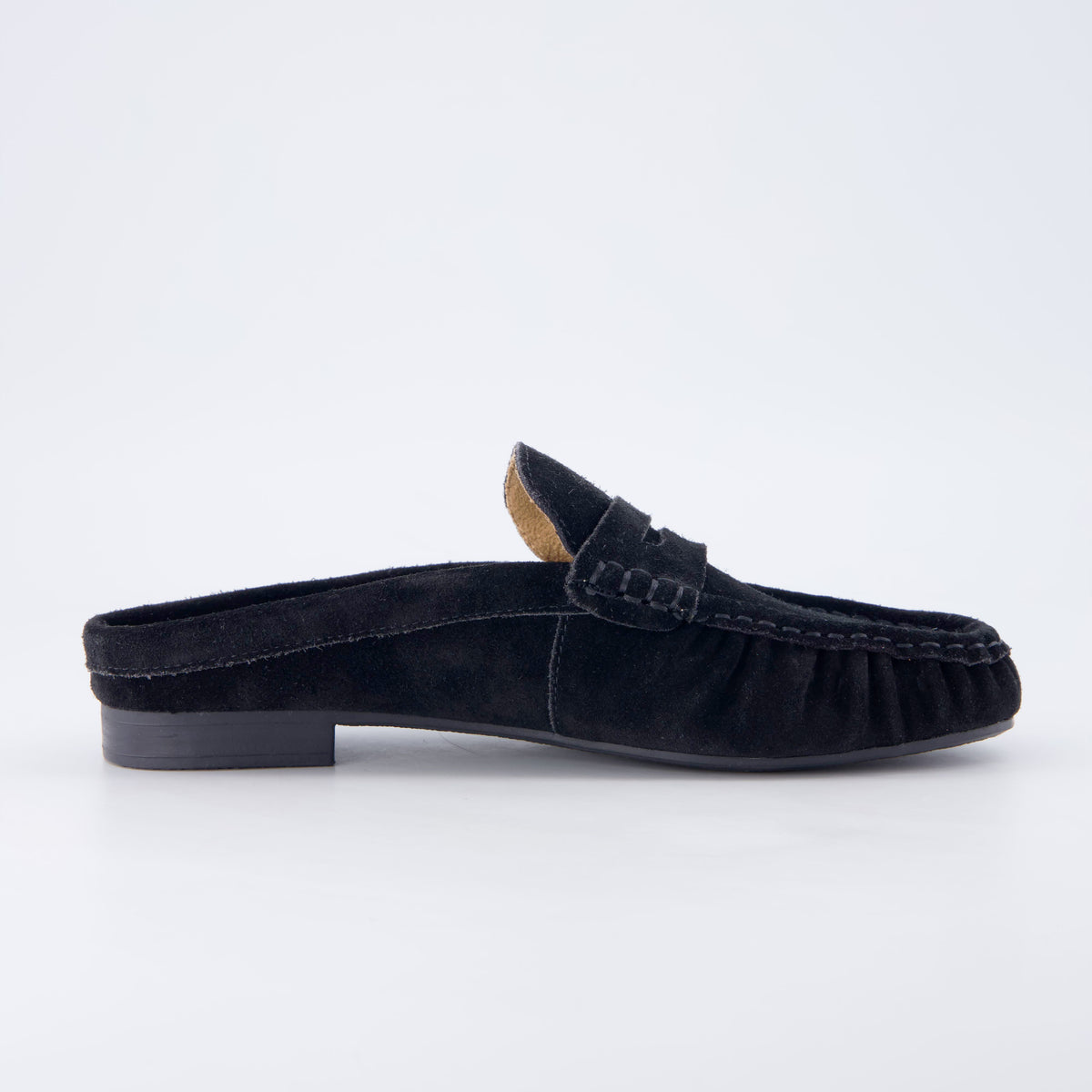 Heritage Suede Loafer Mules Black Medium