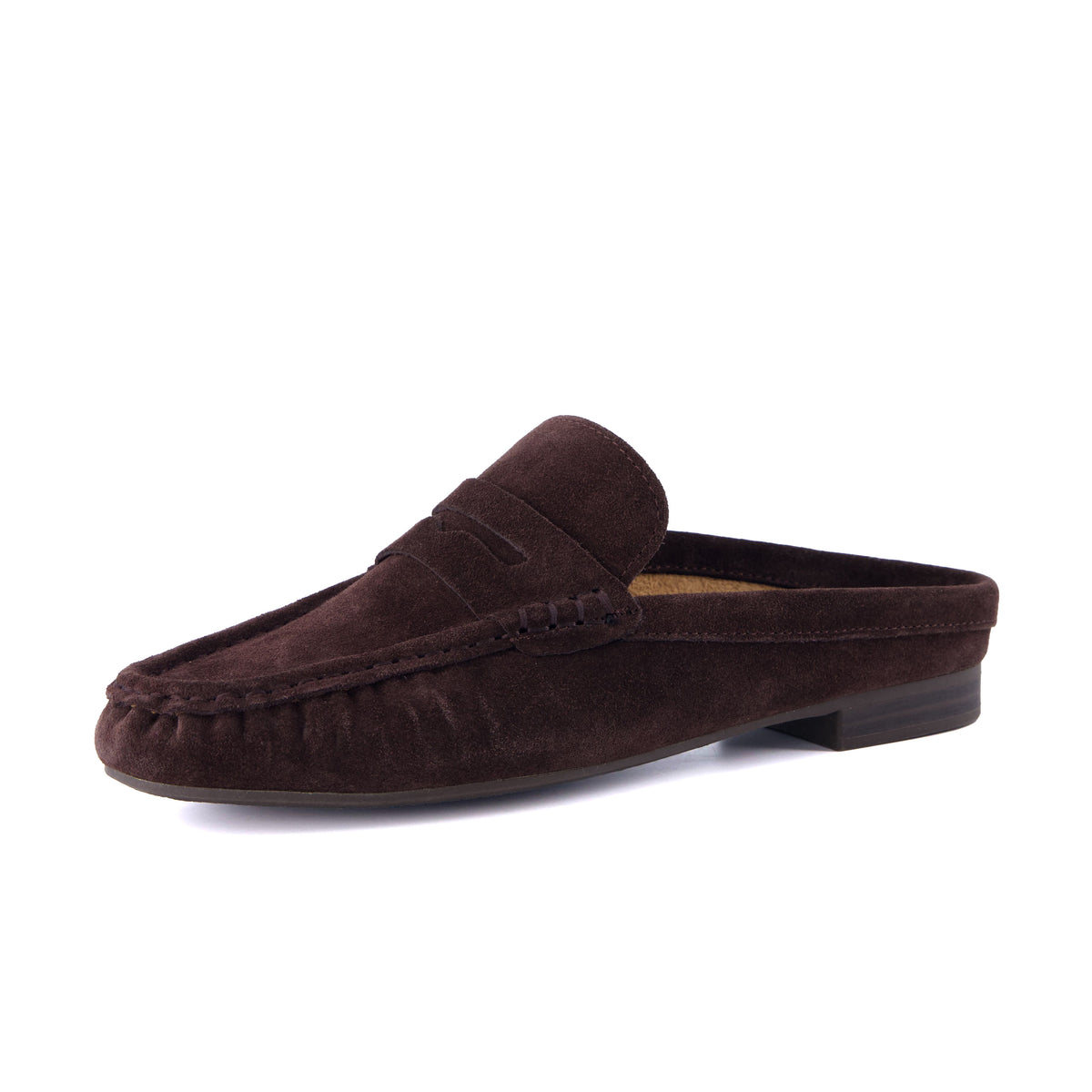 Heritage Suede Loafer Mules Chocolate Medium