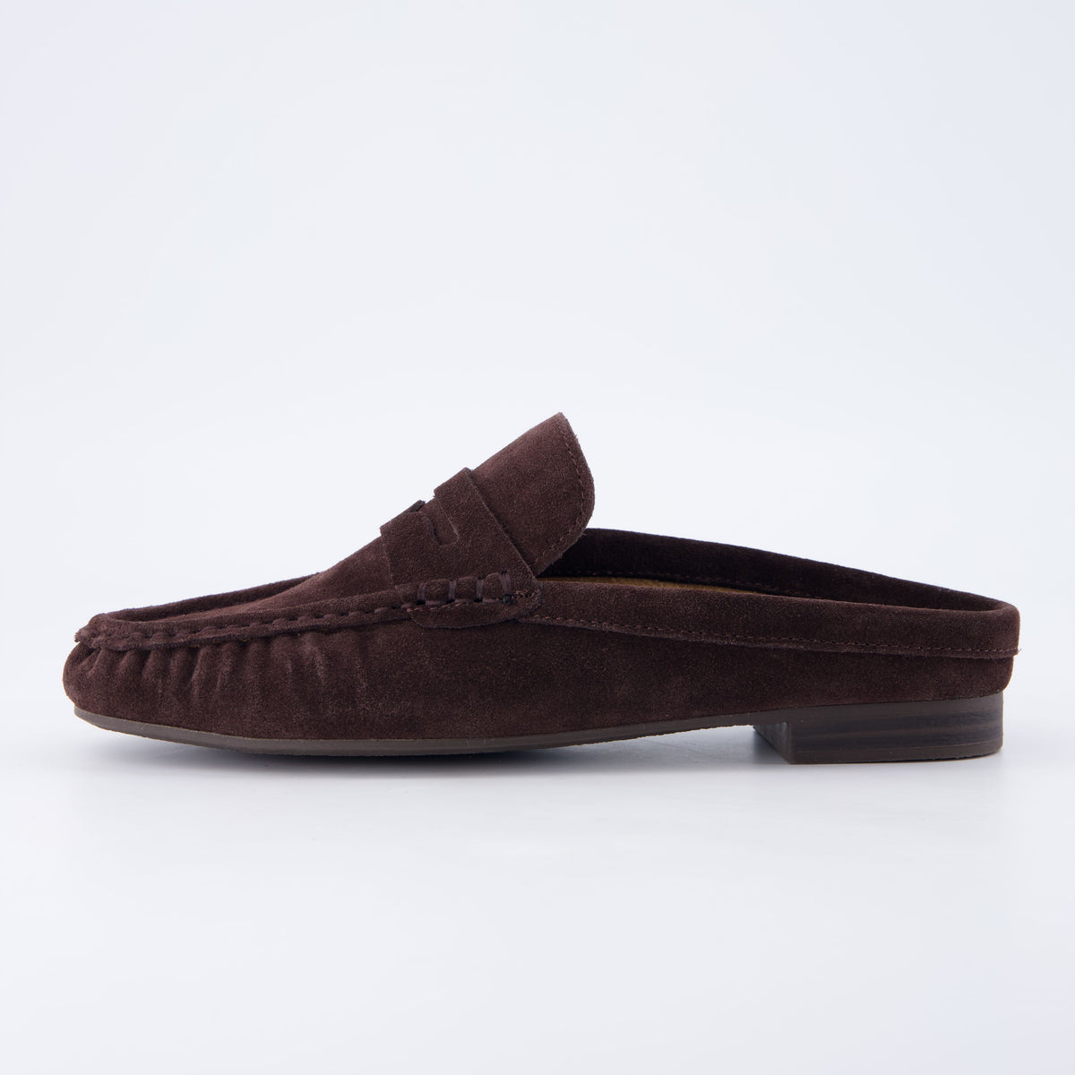 Heritage Suede Loafer Mules Chocolate Medium