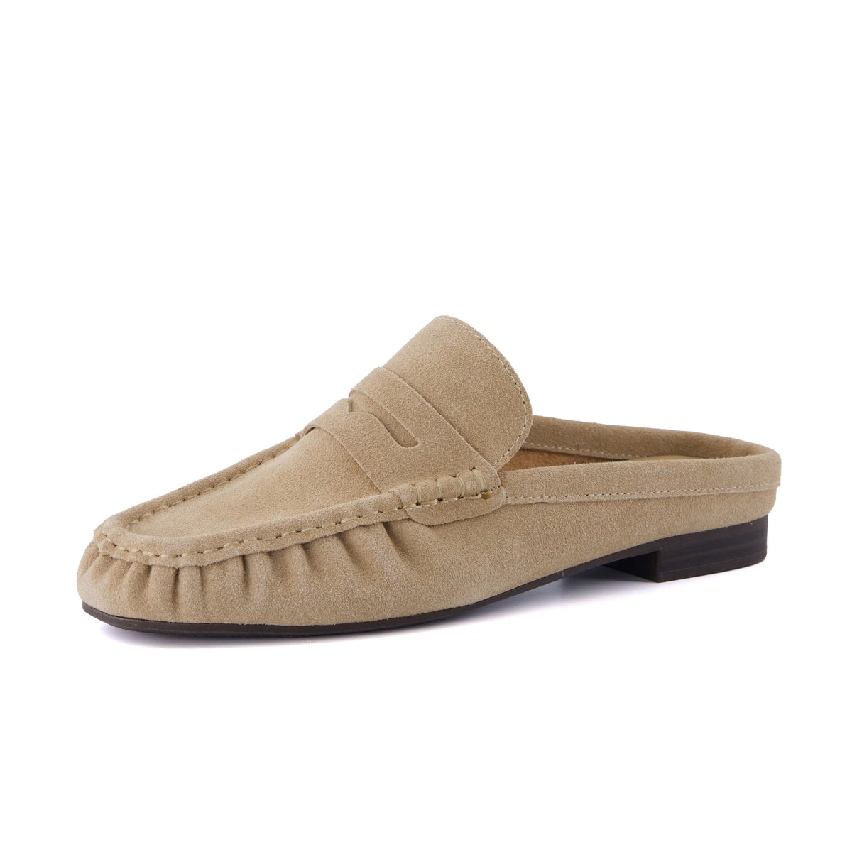 Heritage Suede Loafer Mules Sand Medium